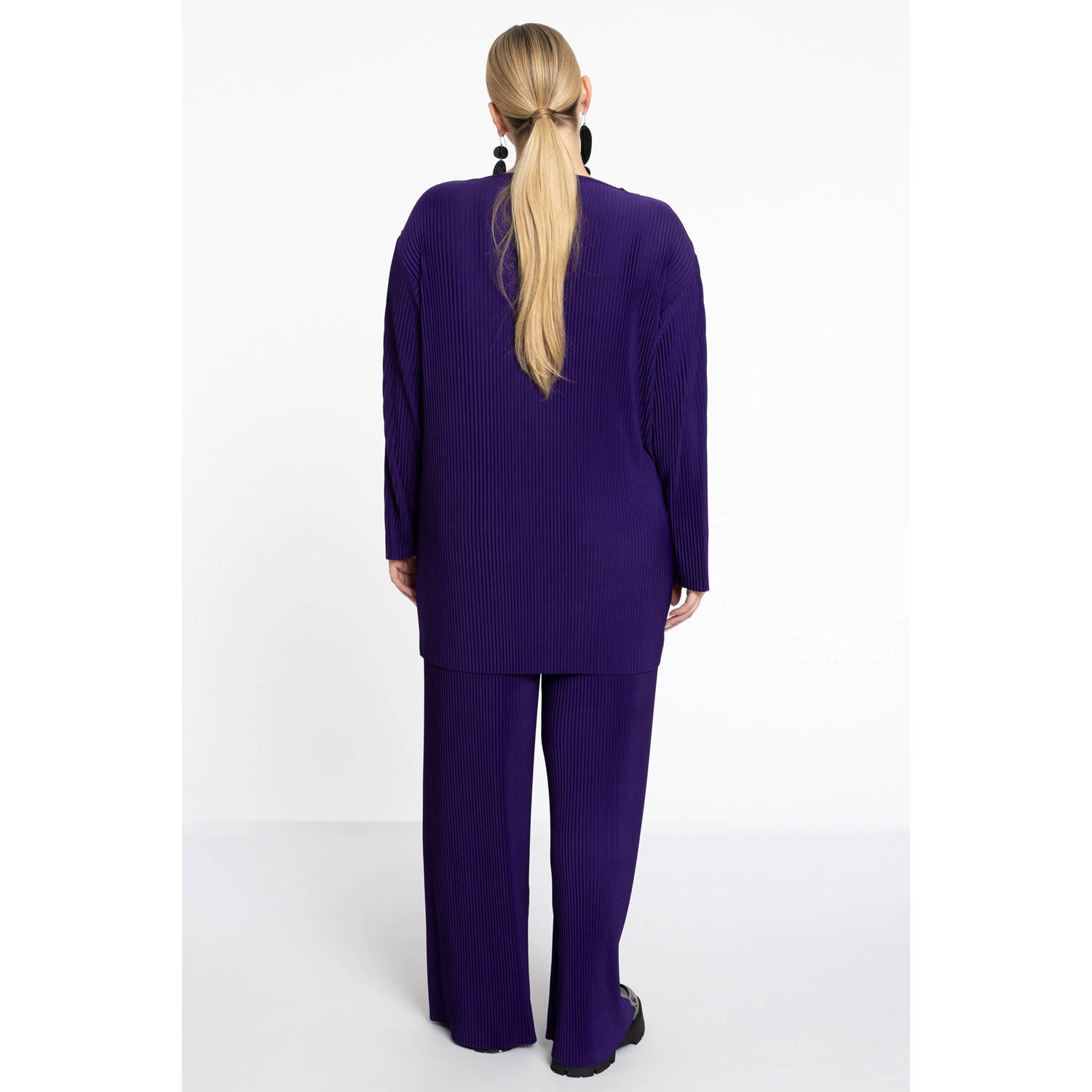 Yoek straight fit broek donkerpaars