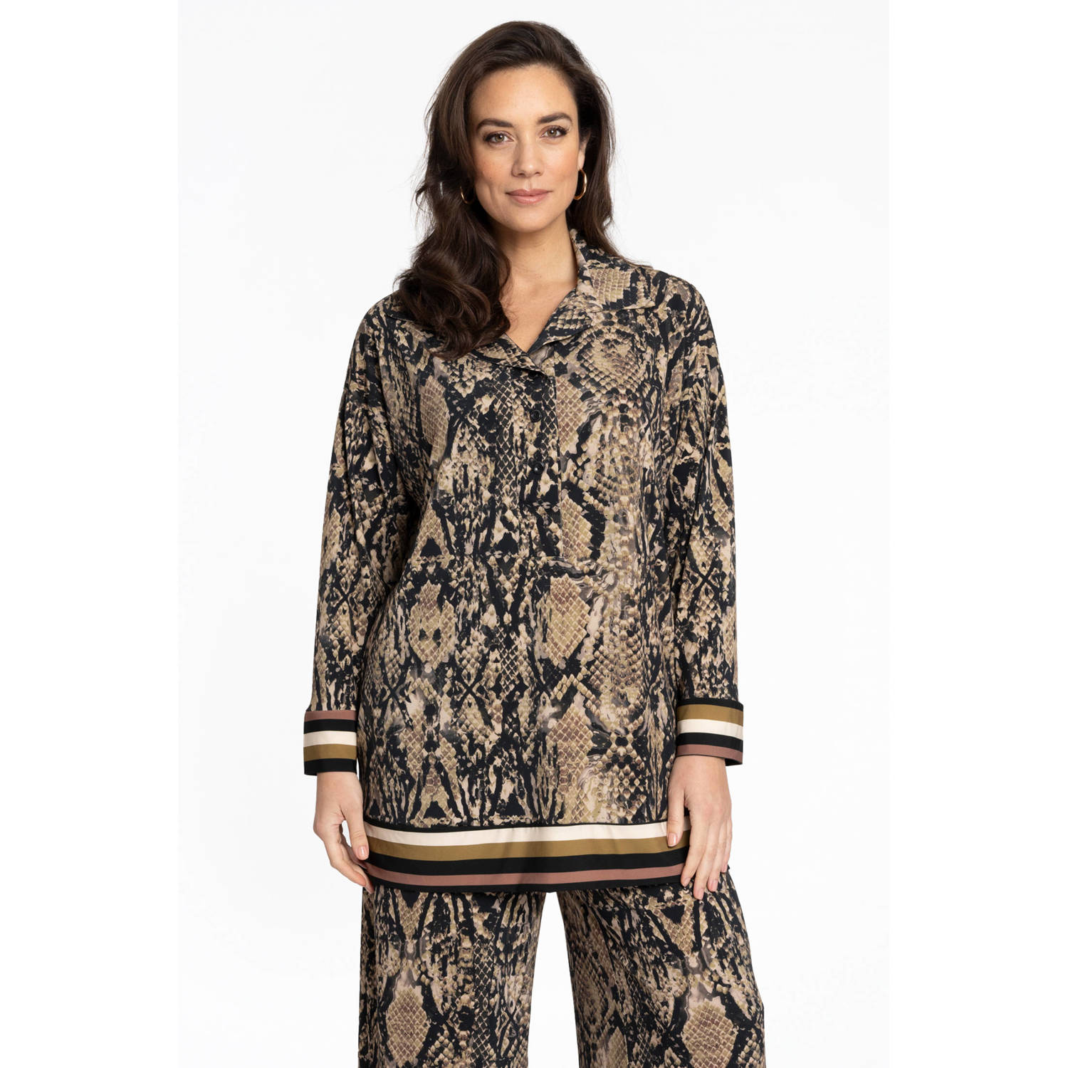 YOEK tuniek met dierenprint bruin