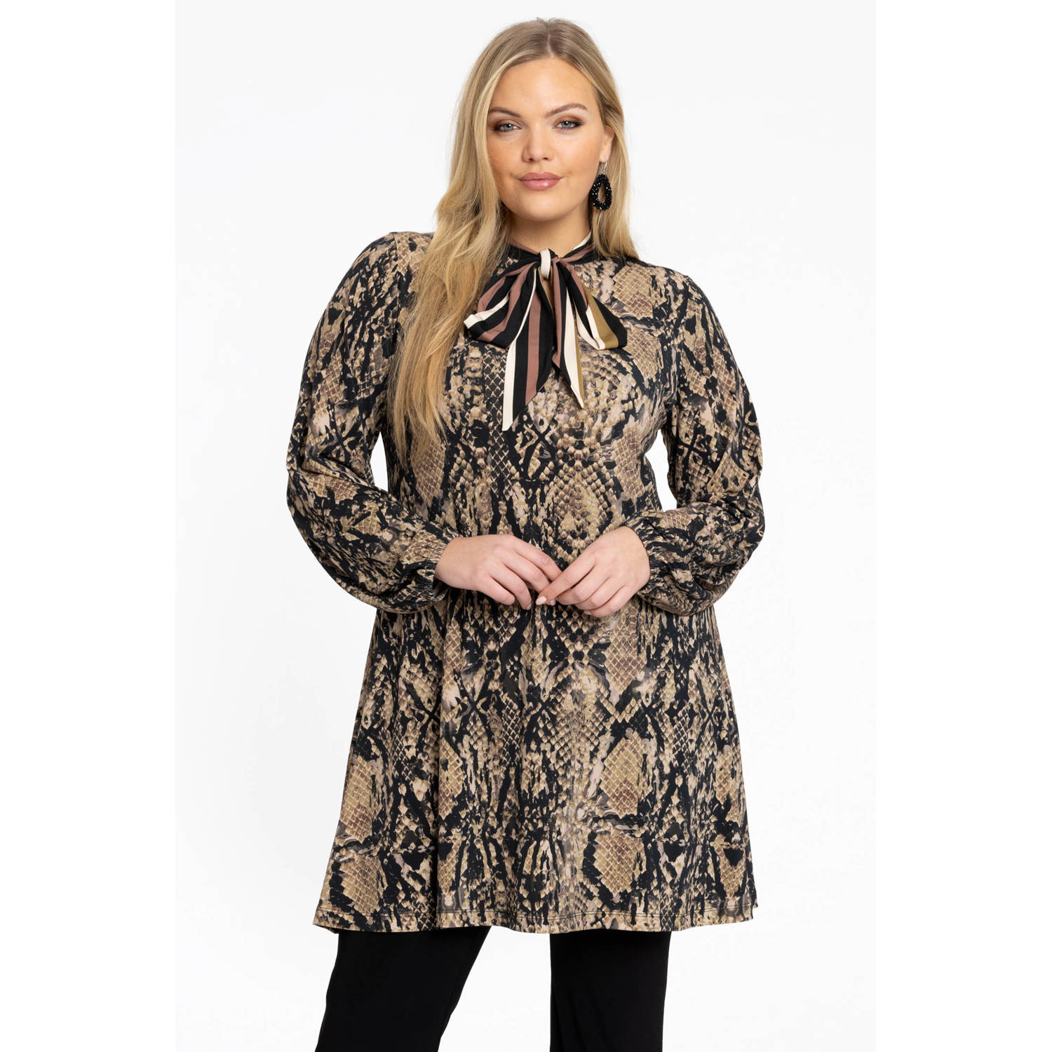 YOEK tuniek met dierenprint bruin