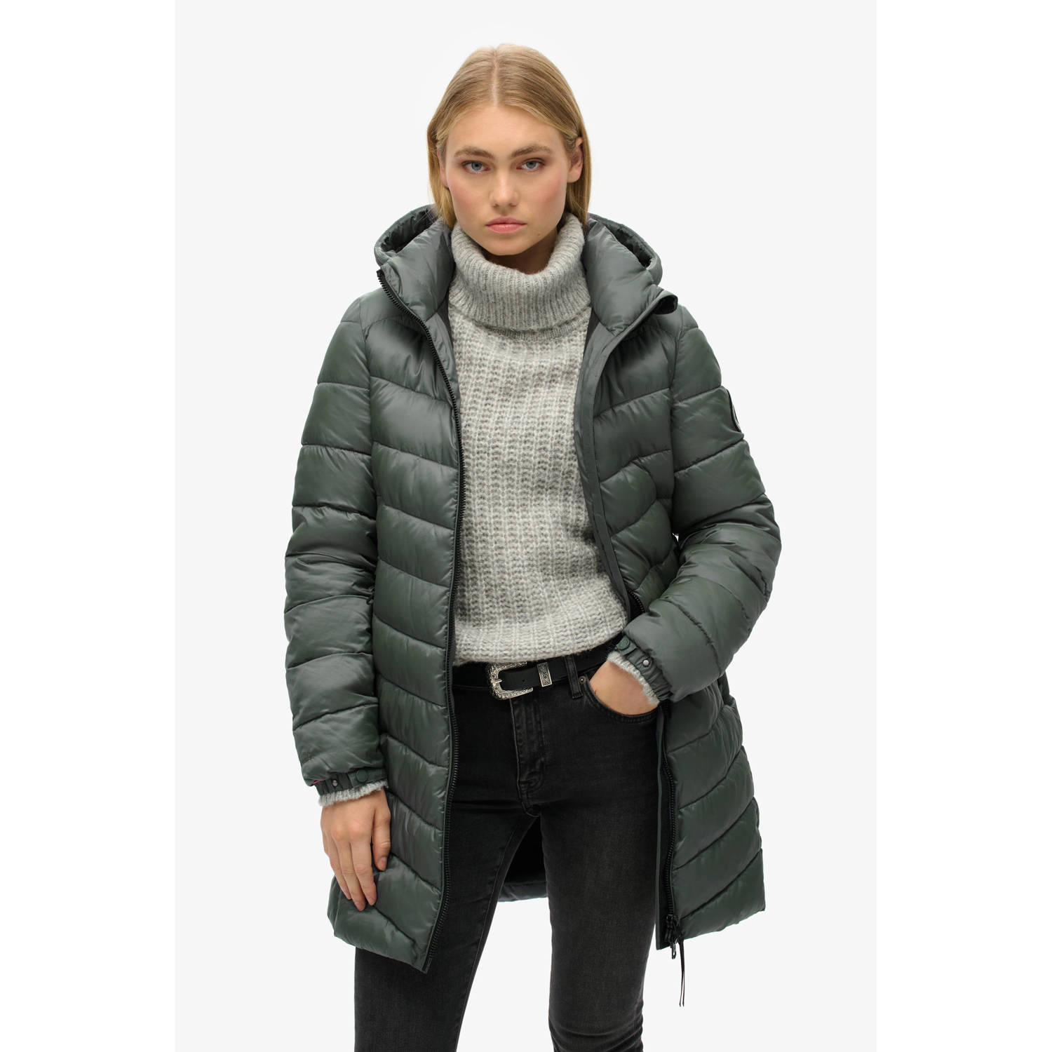 Superdry gewatteerde winterjas grijsblauw