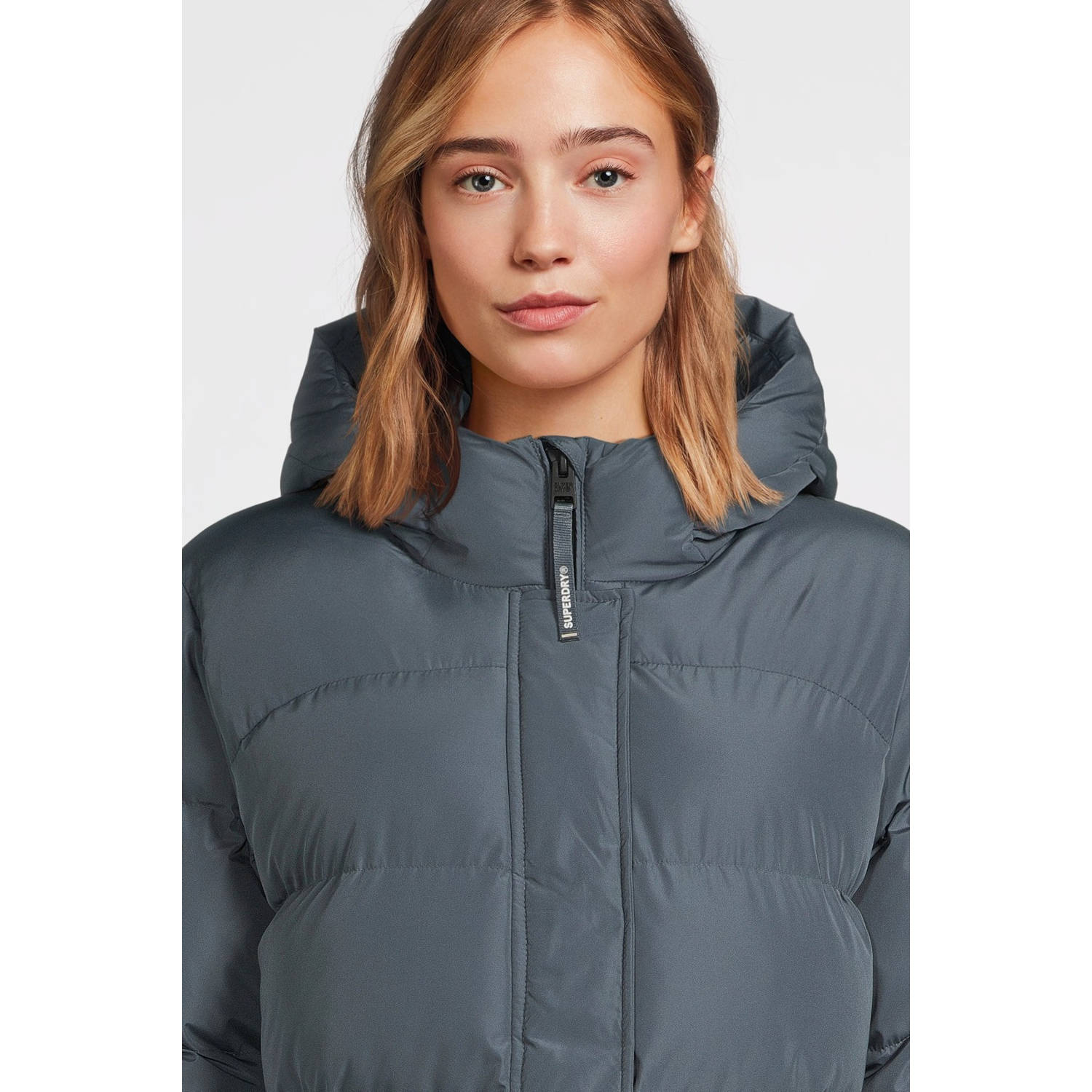 Superdry gewatteerde winterjas grijsblauw