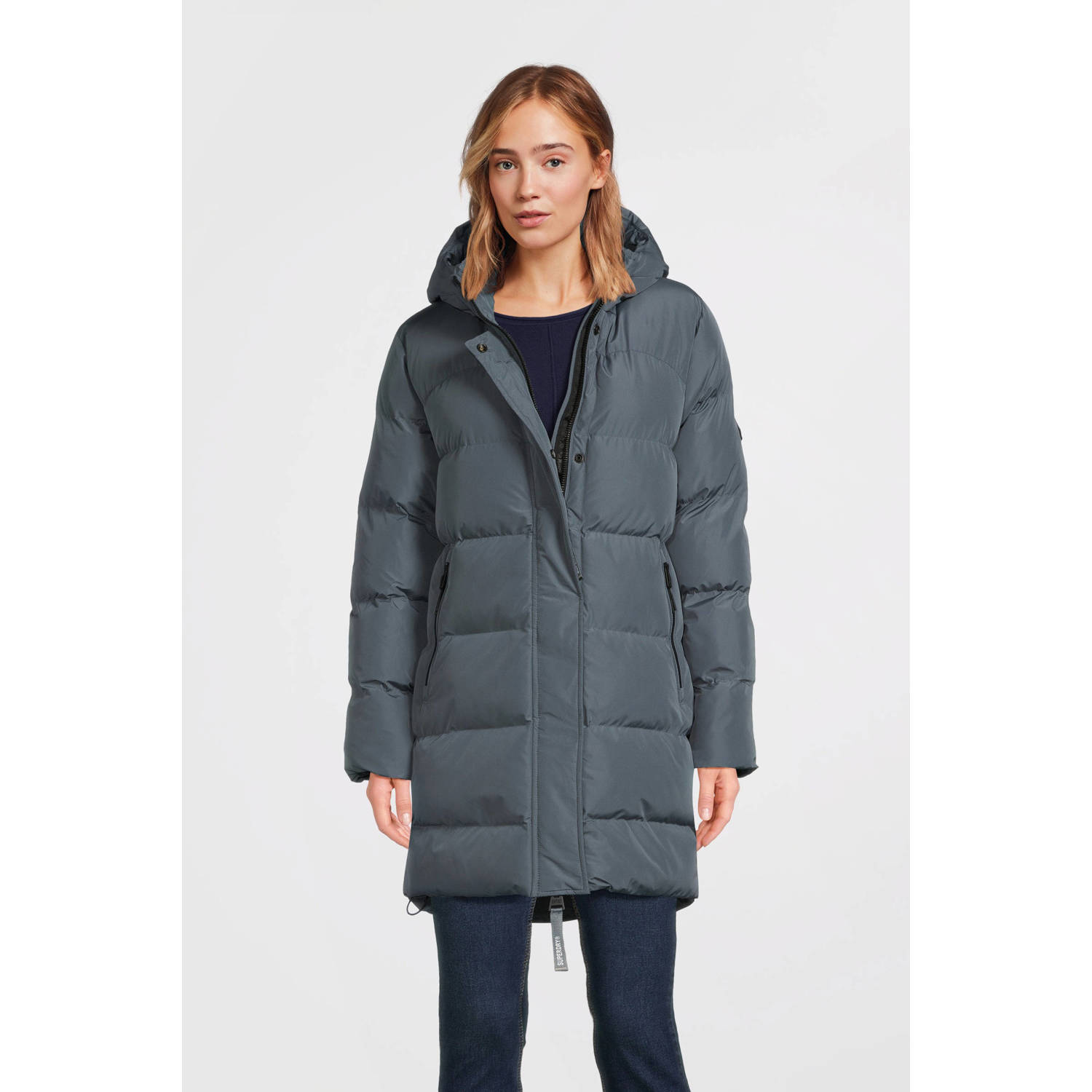 Superdry gewatteerde winterjas grijsblauw