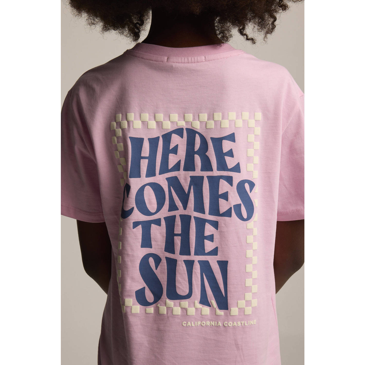 America Today T-shirt met backprint babyblauw
