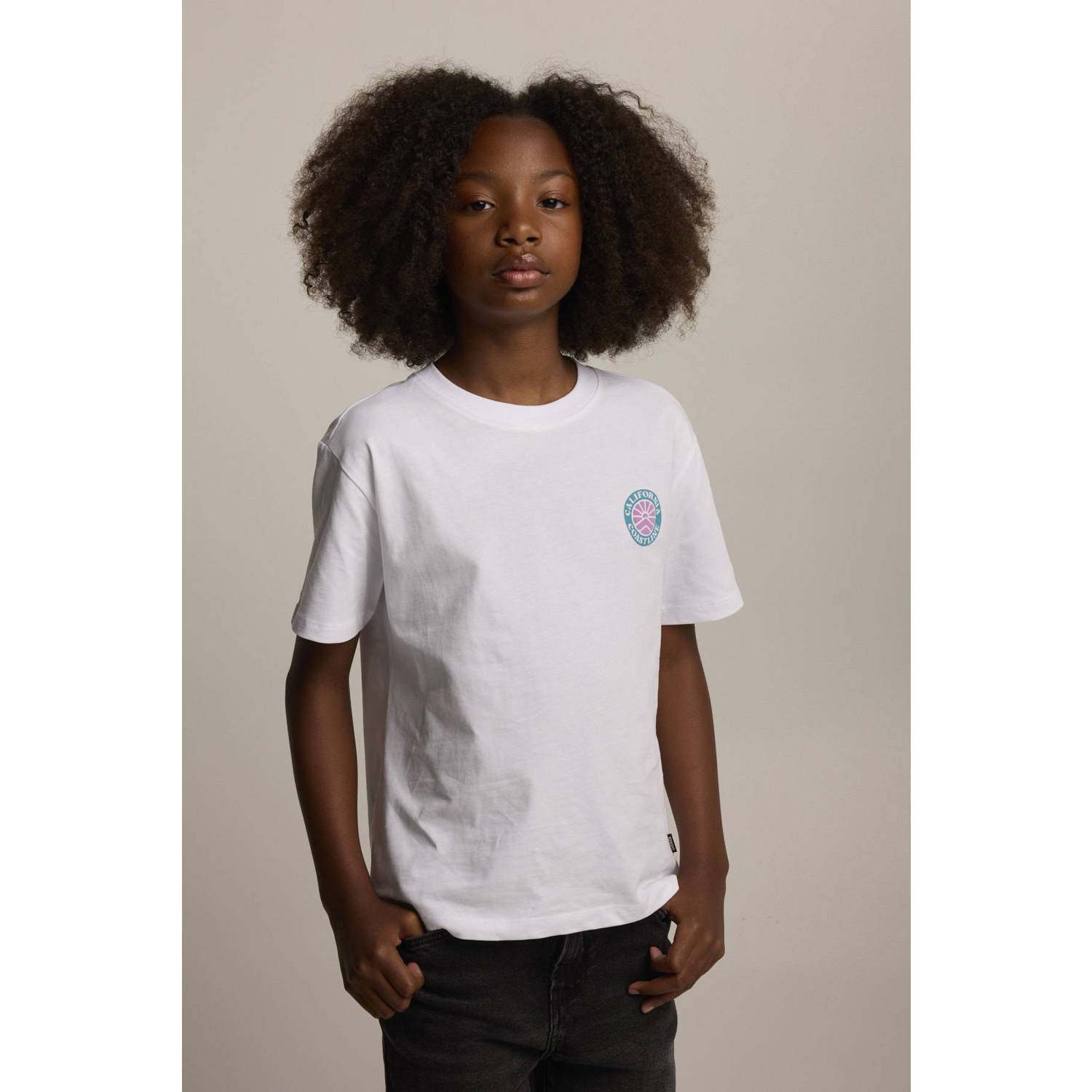 America Today T-shirt met backprint babyblauw