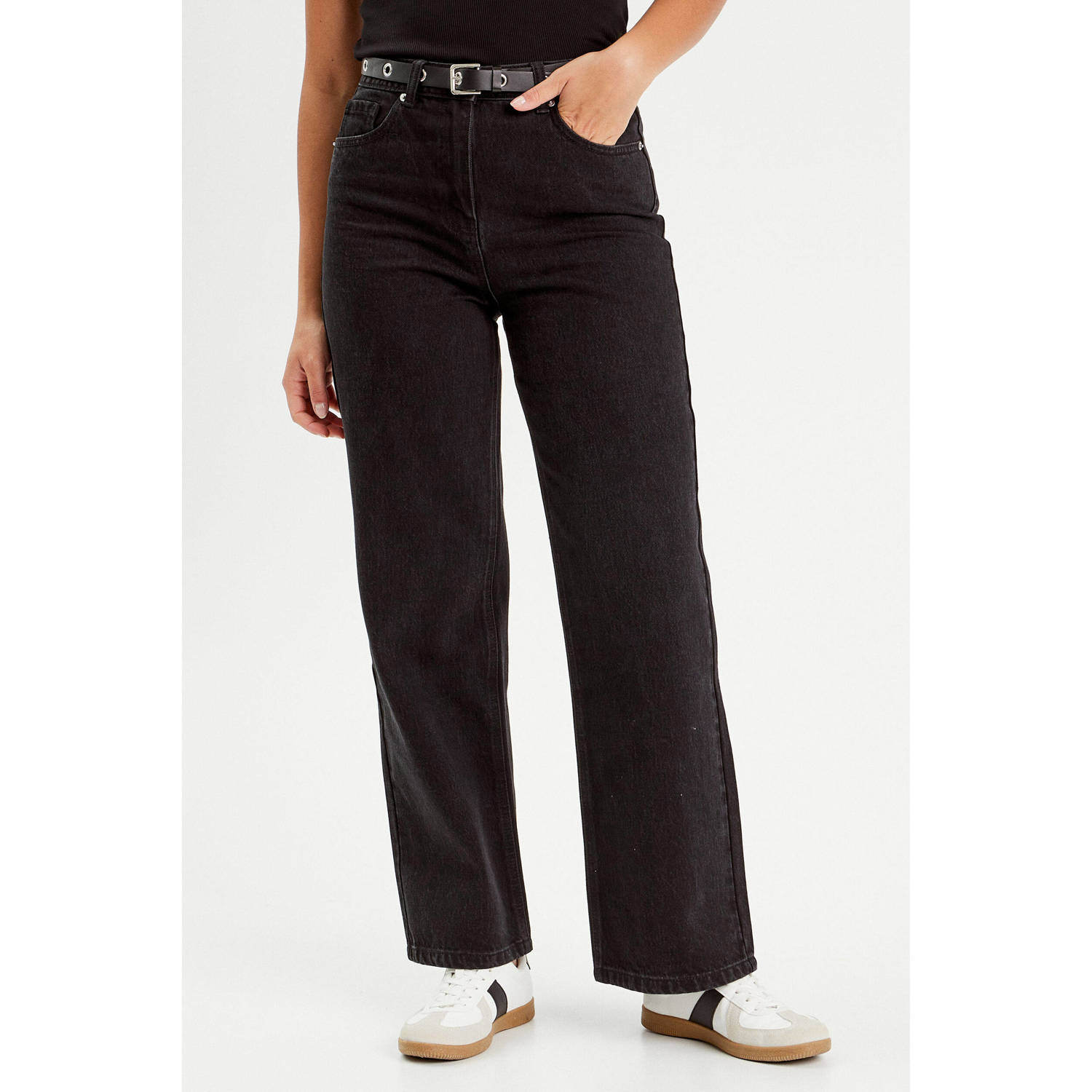 Cache high waist wide leg jeans denim black