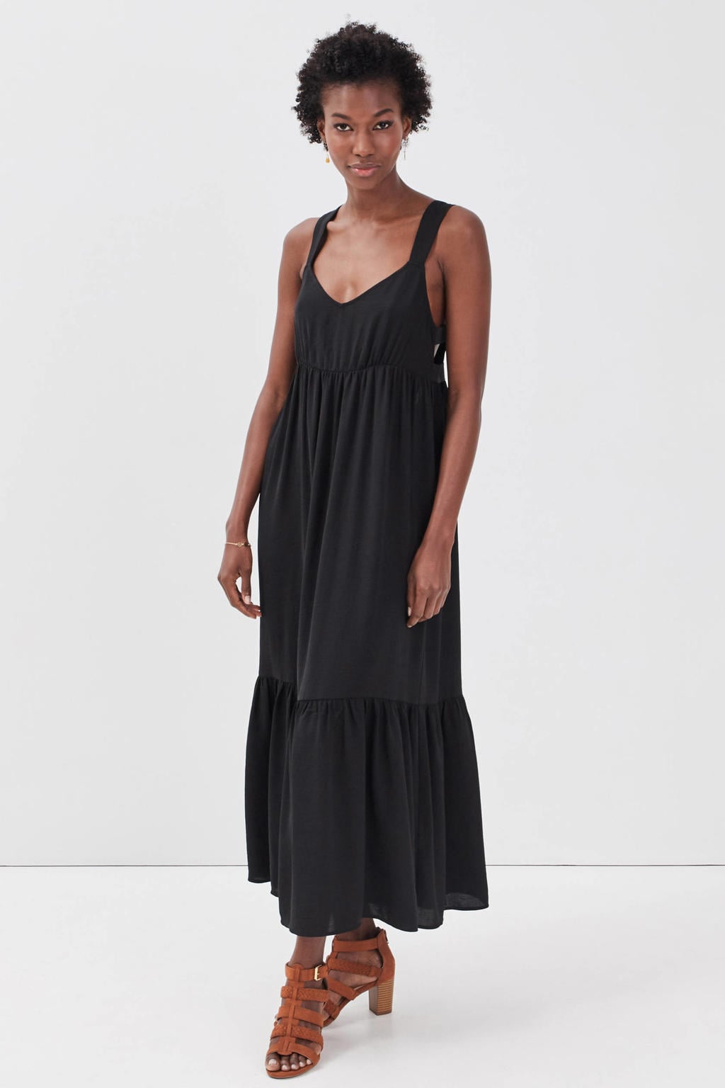 Open Rug Dier Cache Cache maxi jurk met open rug zwart | wehkamp