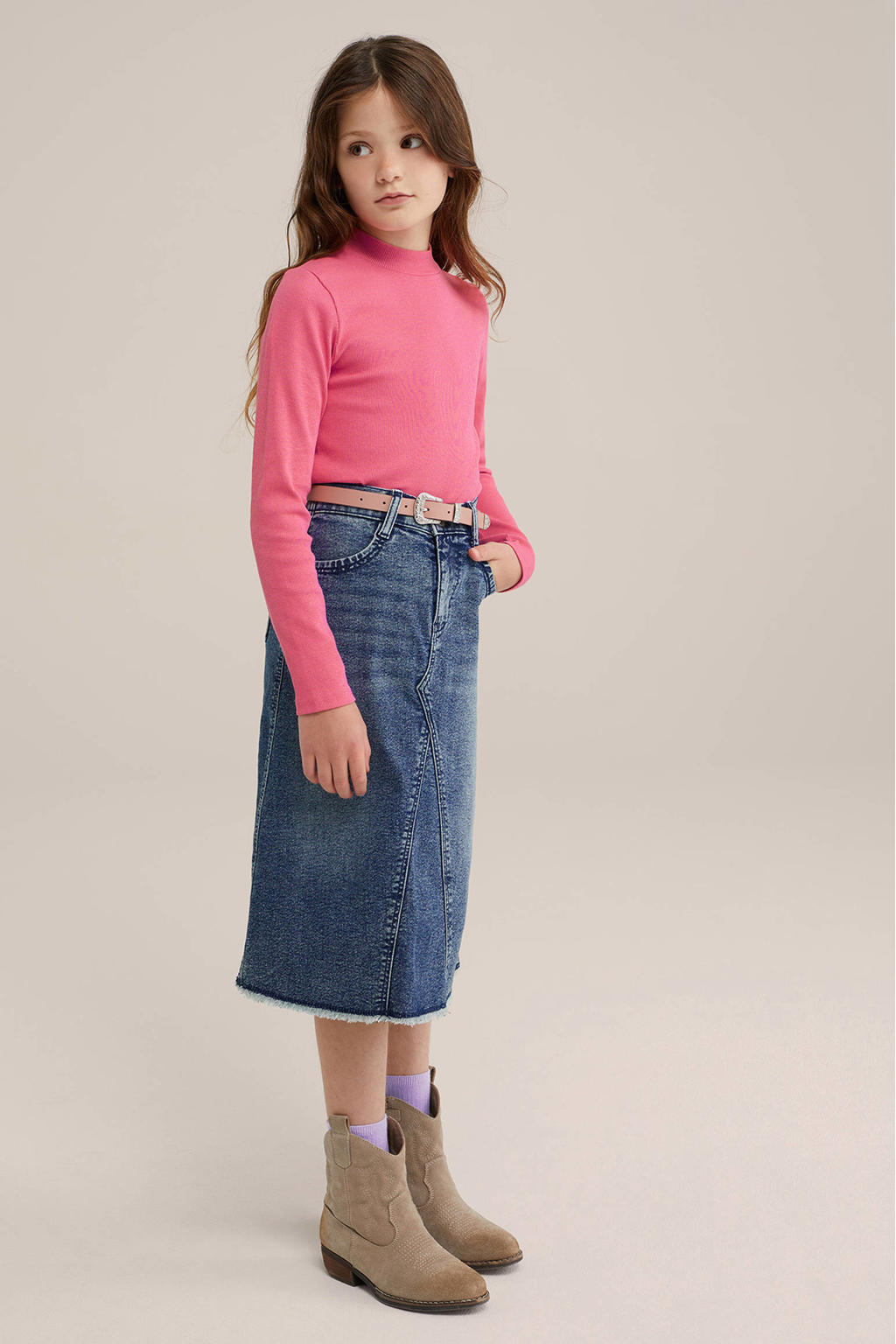 WE Fashion ribgebreide longsleeve felroze