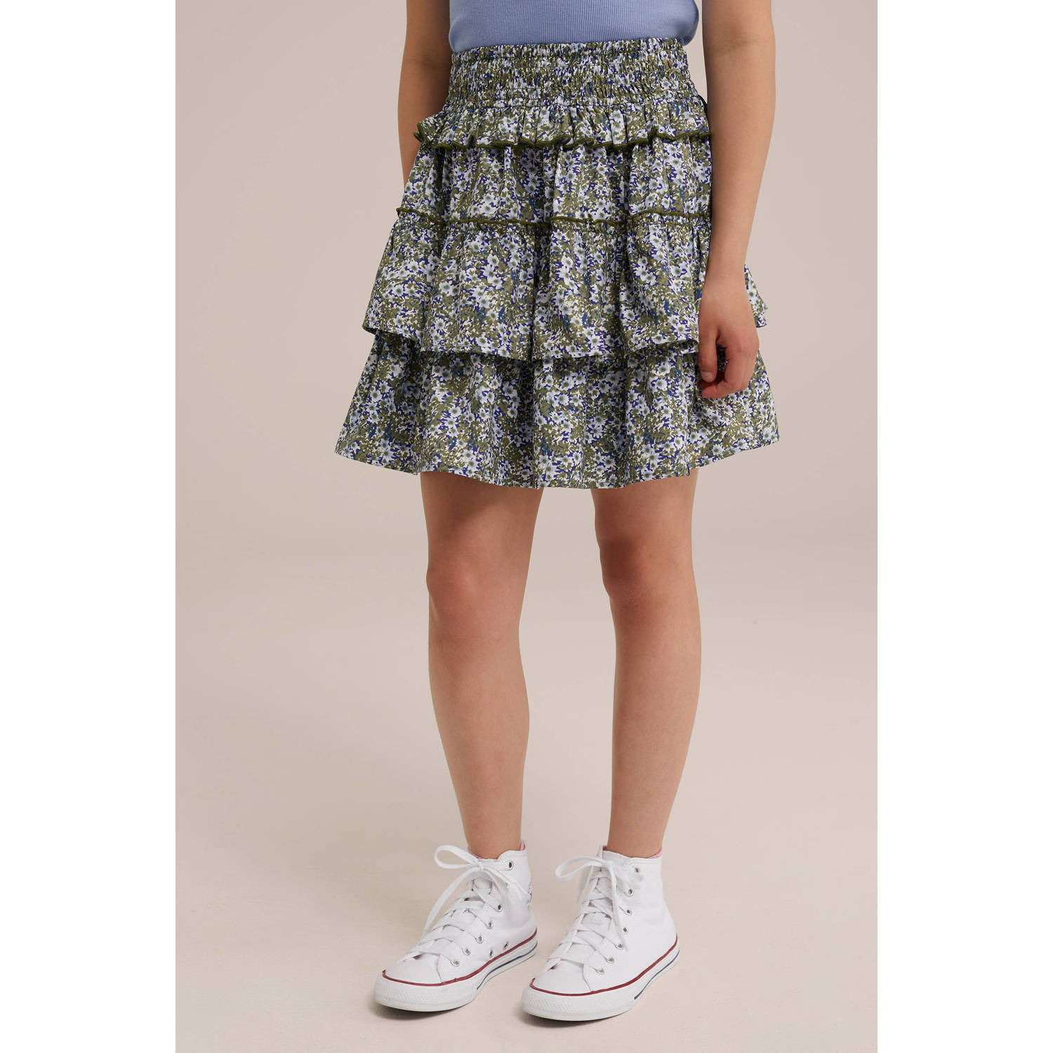 WE Fashion strokenrok groen blauw