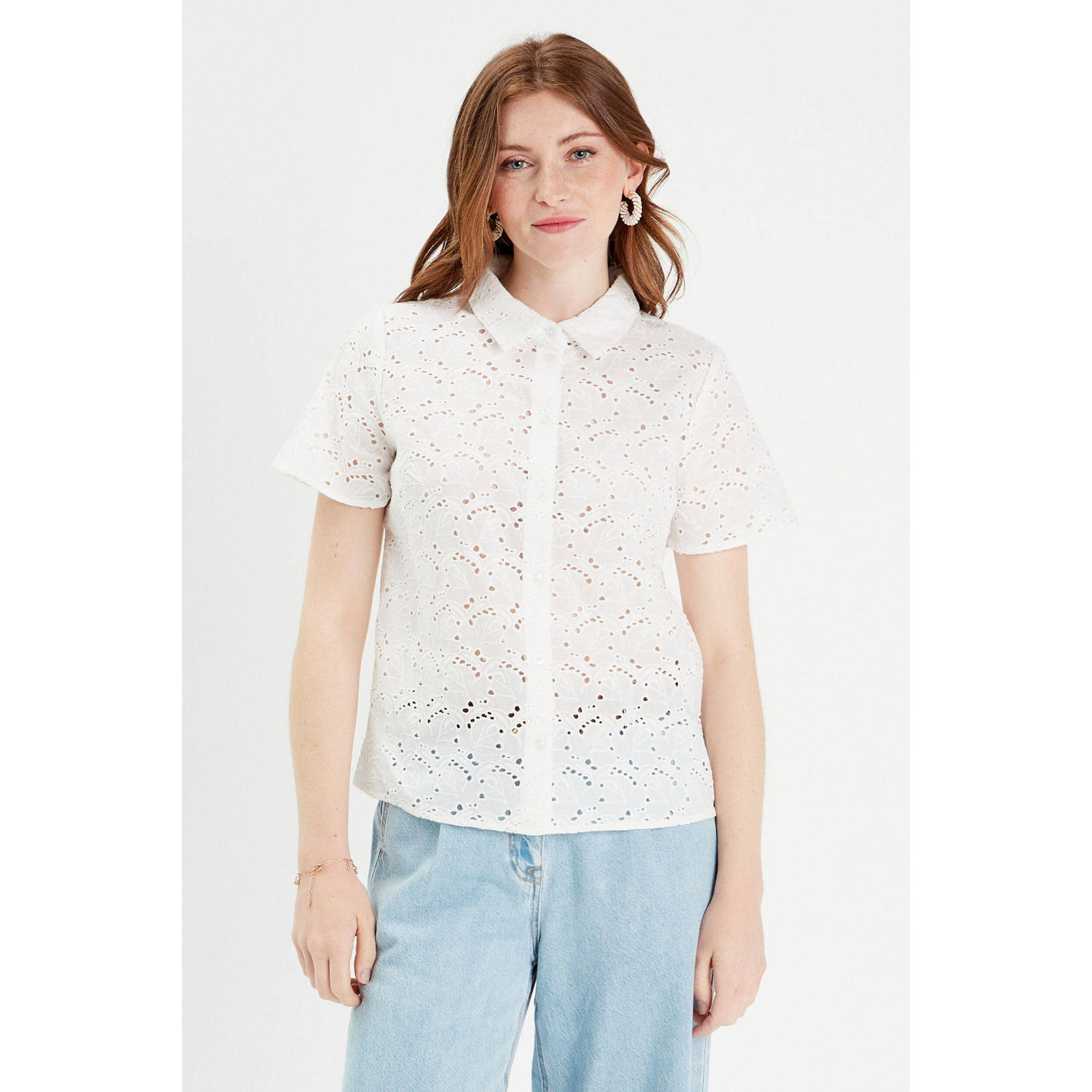 Cache semi-transparante blouse wit