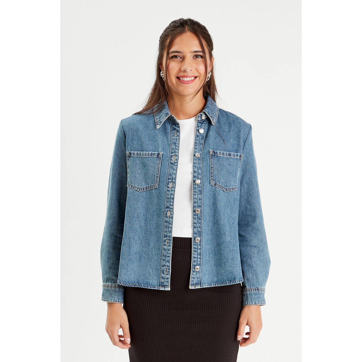 Cache denim blouse light blue