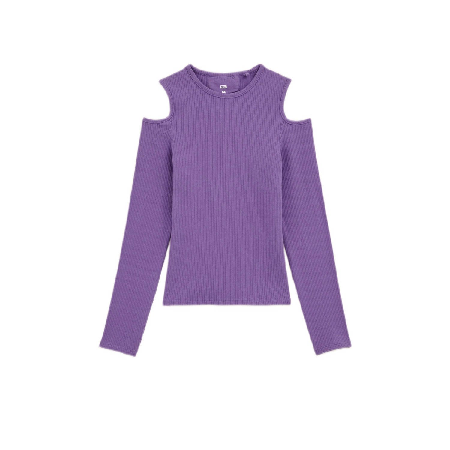 WE Fashion top paars Meisjes Katoen Ronde hals Effen 146 152