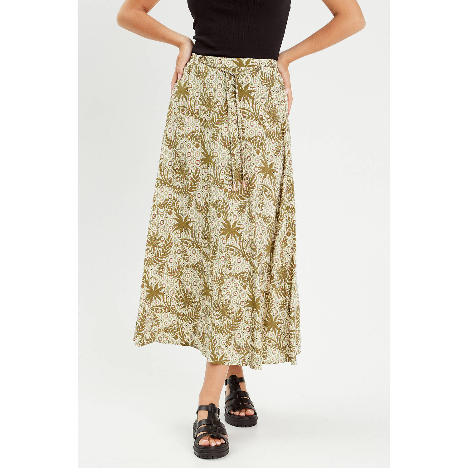 Cache midi rok olijfgroen
