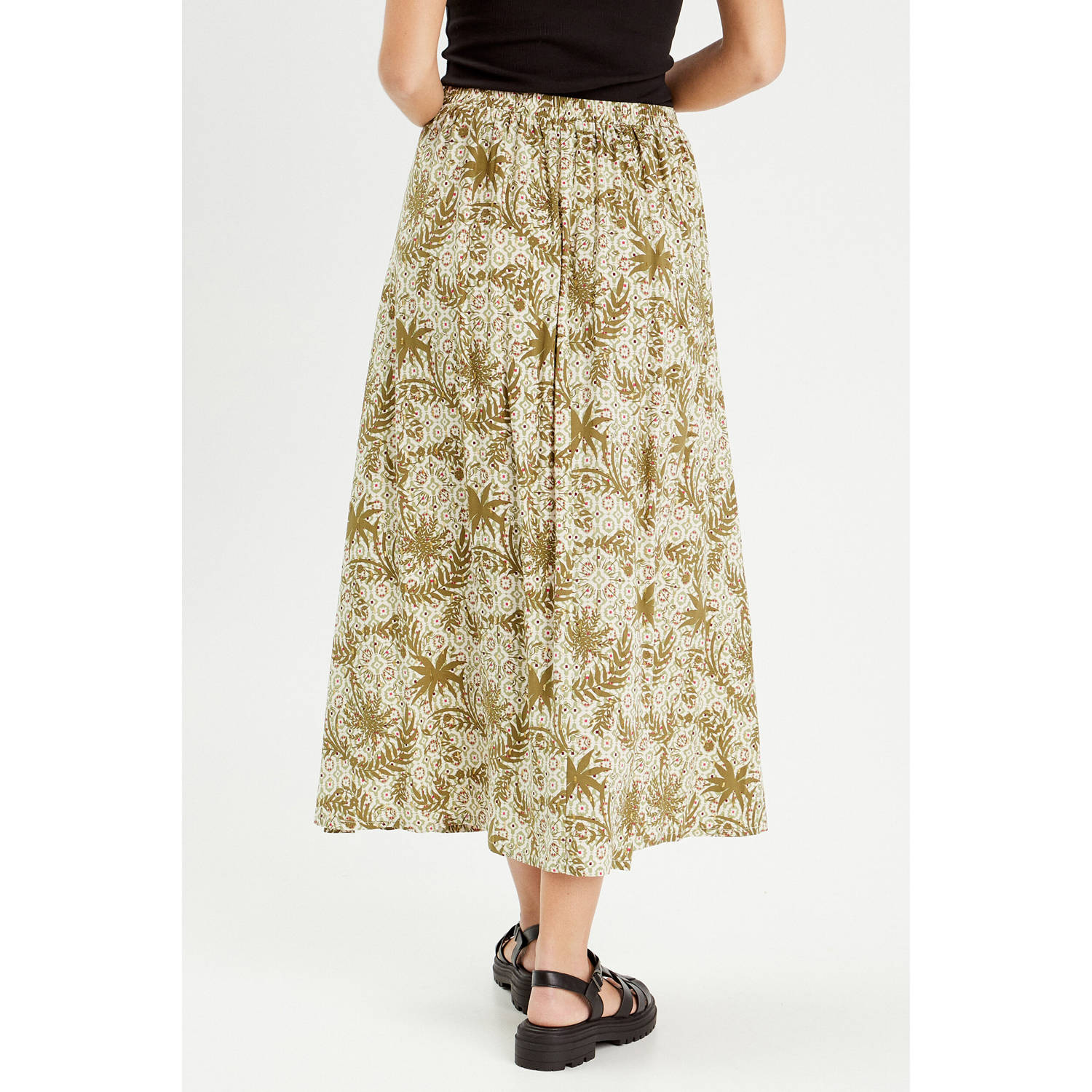 Cache midi rok olijfgroen