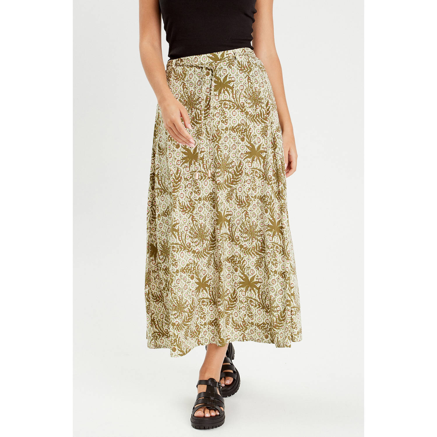 Cache midi rok olijfgroen