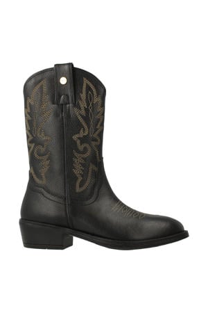 leren cowboylaarzen zwart
