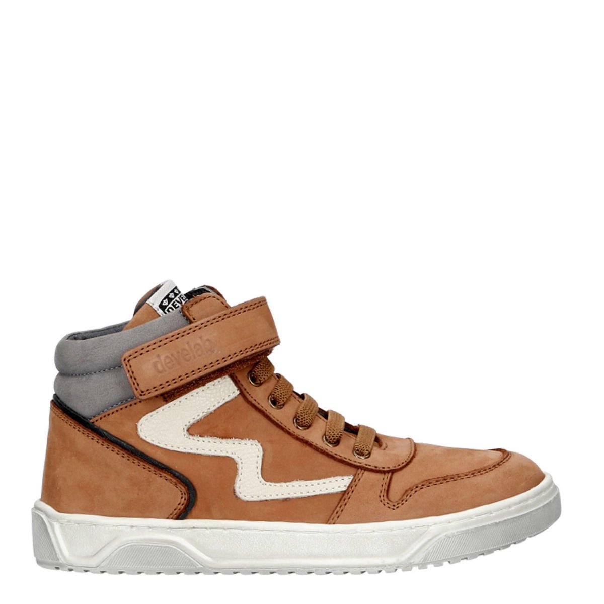 Develab leren sneakers cognac wehkamp