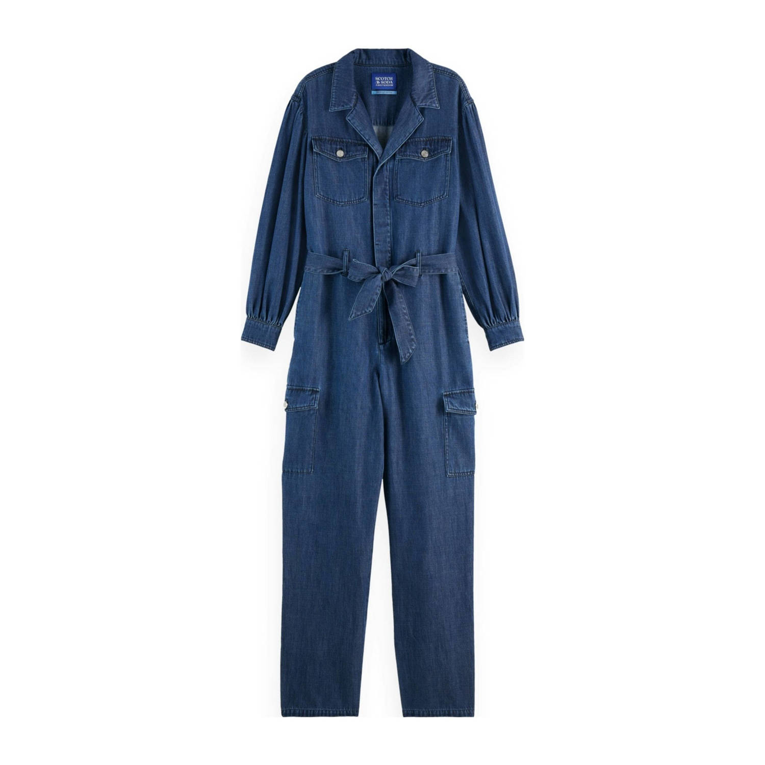 Scotch & Soda Lichtgewicht Denim Jumpsuit in Donker Blue Dames