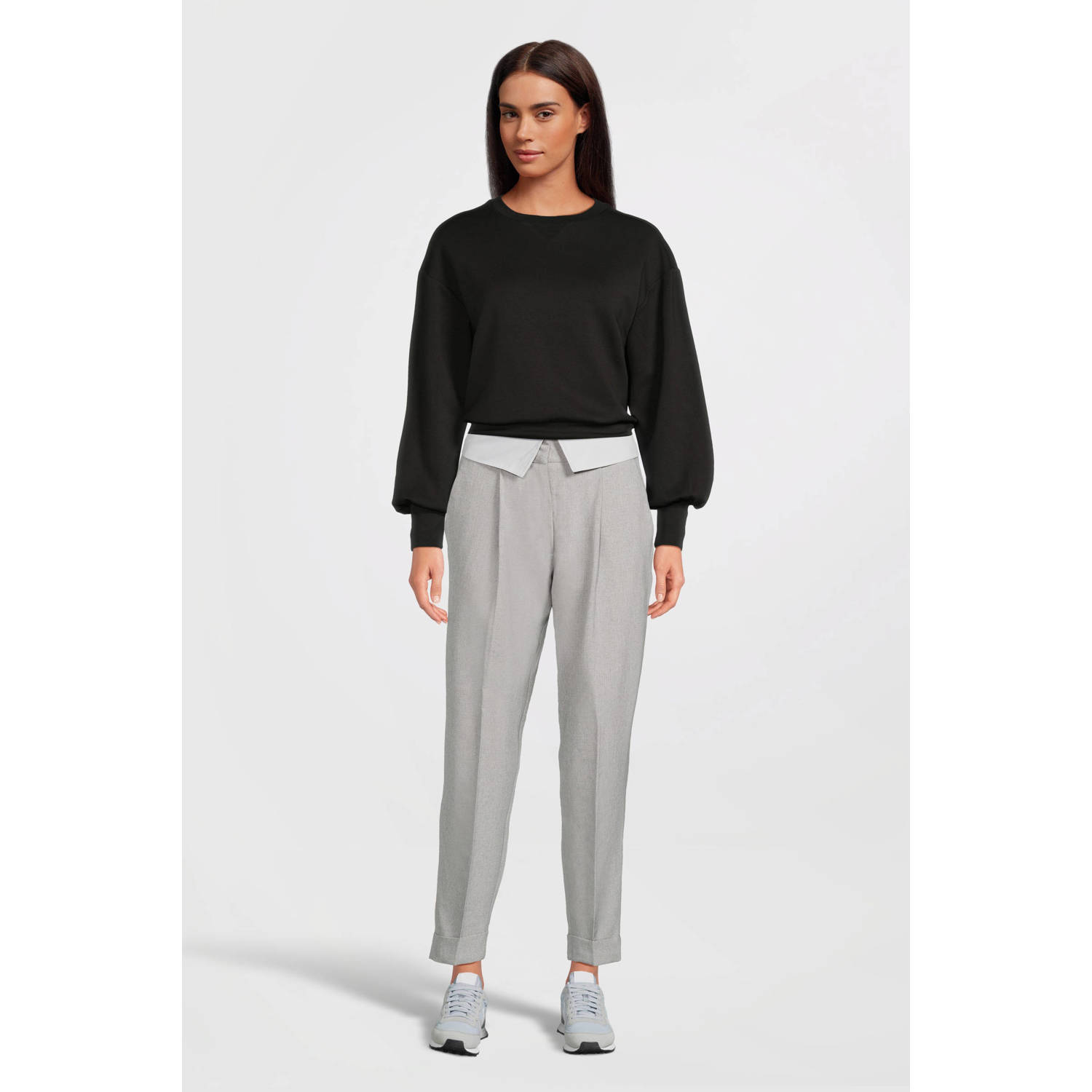 Scotch & Soda high waist tapered fit pantalon grijs