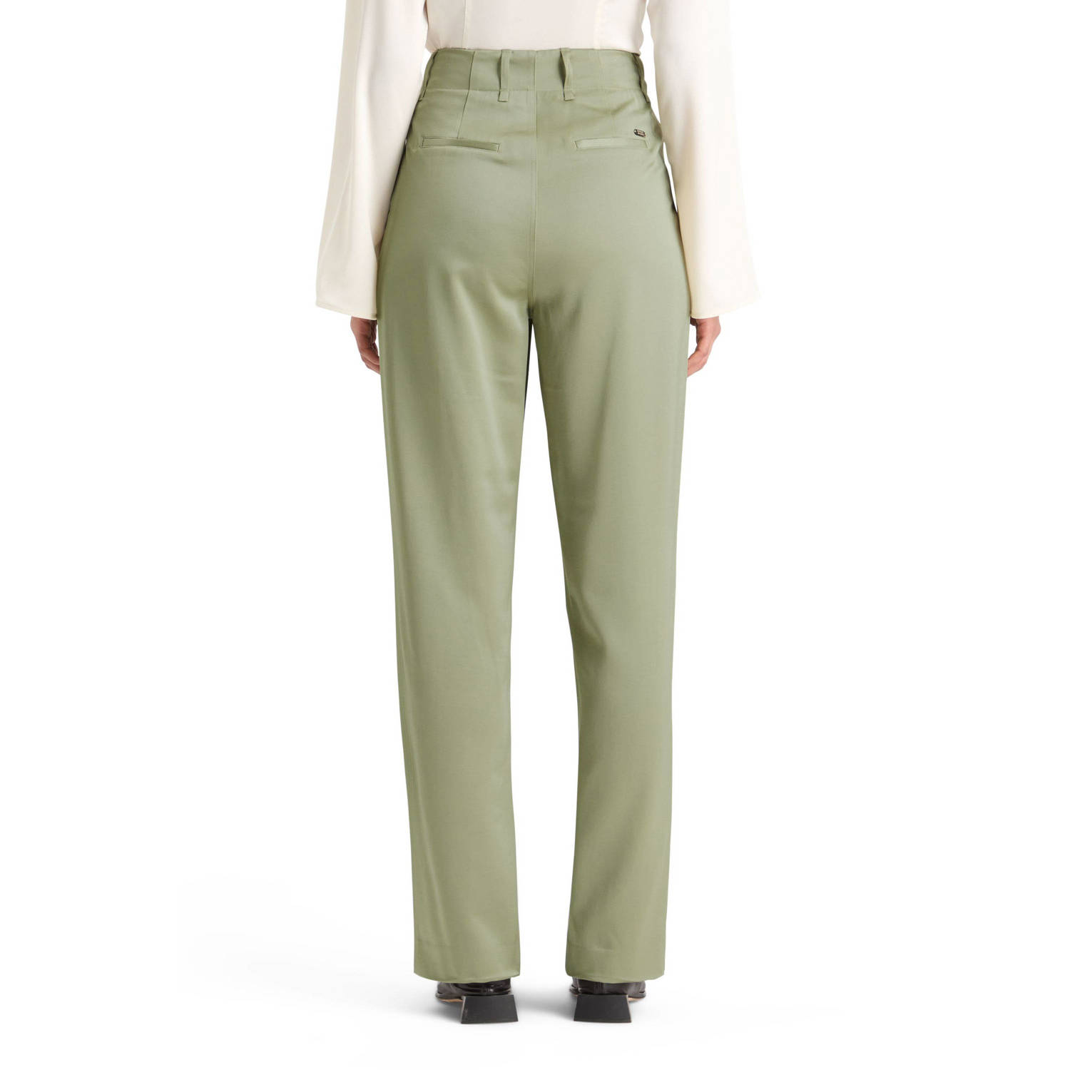 Scotch & Soda high waist tapered fit pantalon olijfgroen