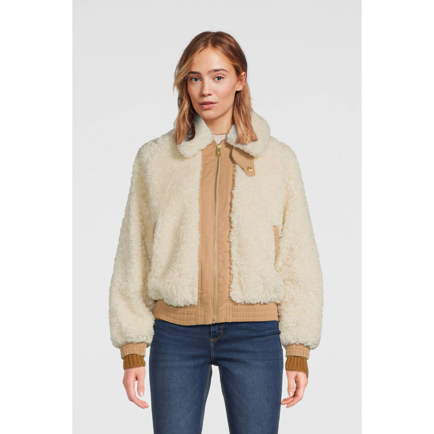 Scotch & Soda jas ecru bruin