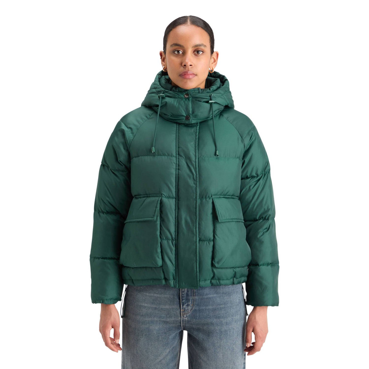 Scotch & Soda gewatteerde winterjas donkergroen