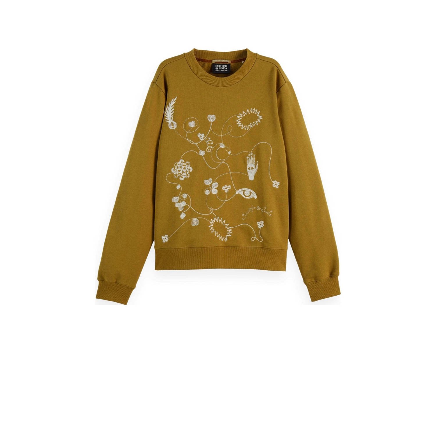 Scotch & Soda sweater met printopdruk oker geel