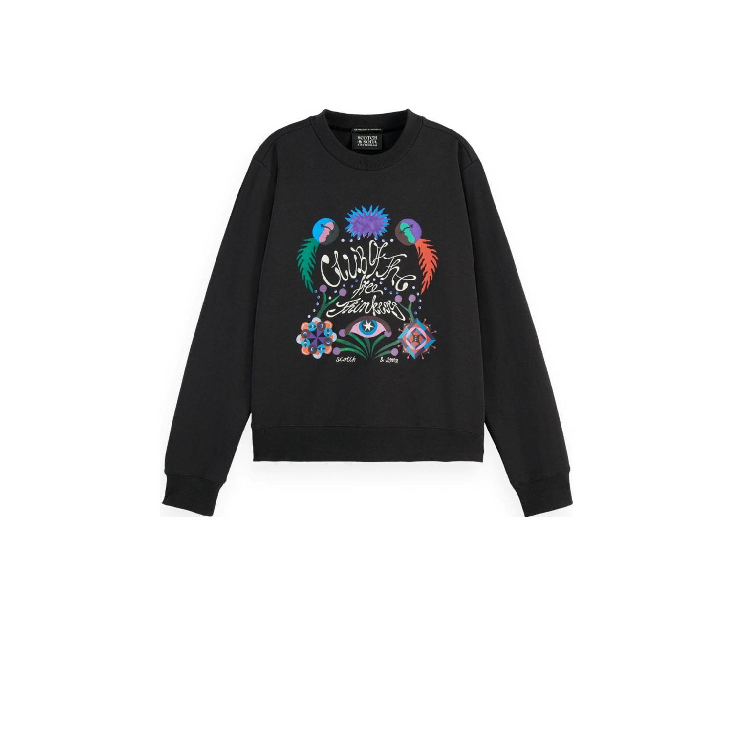 Scotch & Soda Geborduurd Regular Fit Sweatshirt Black Dames