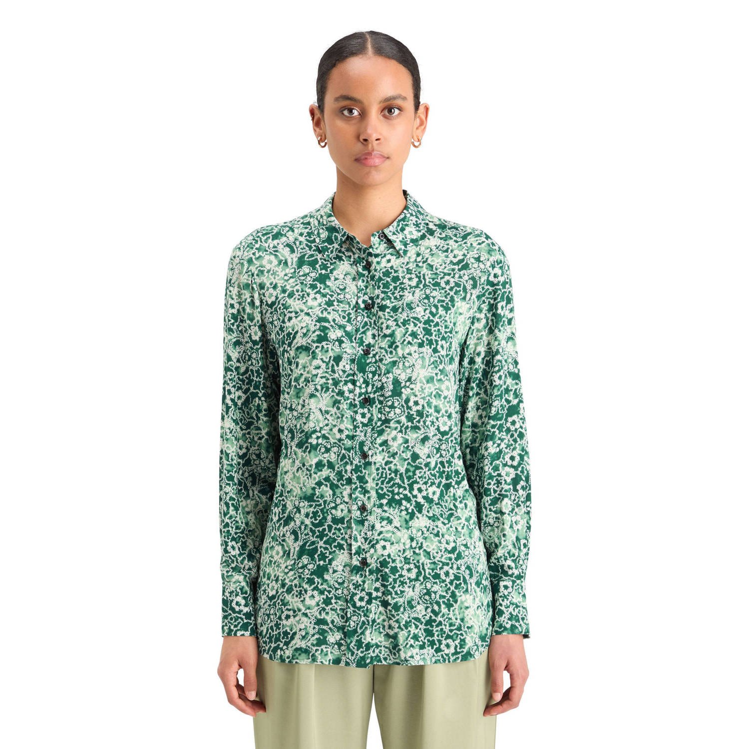 Scotch & Soda blouse met all over print groen