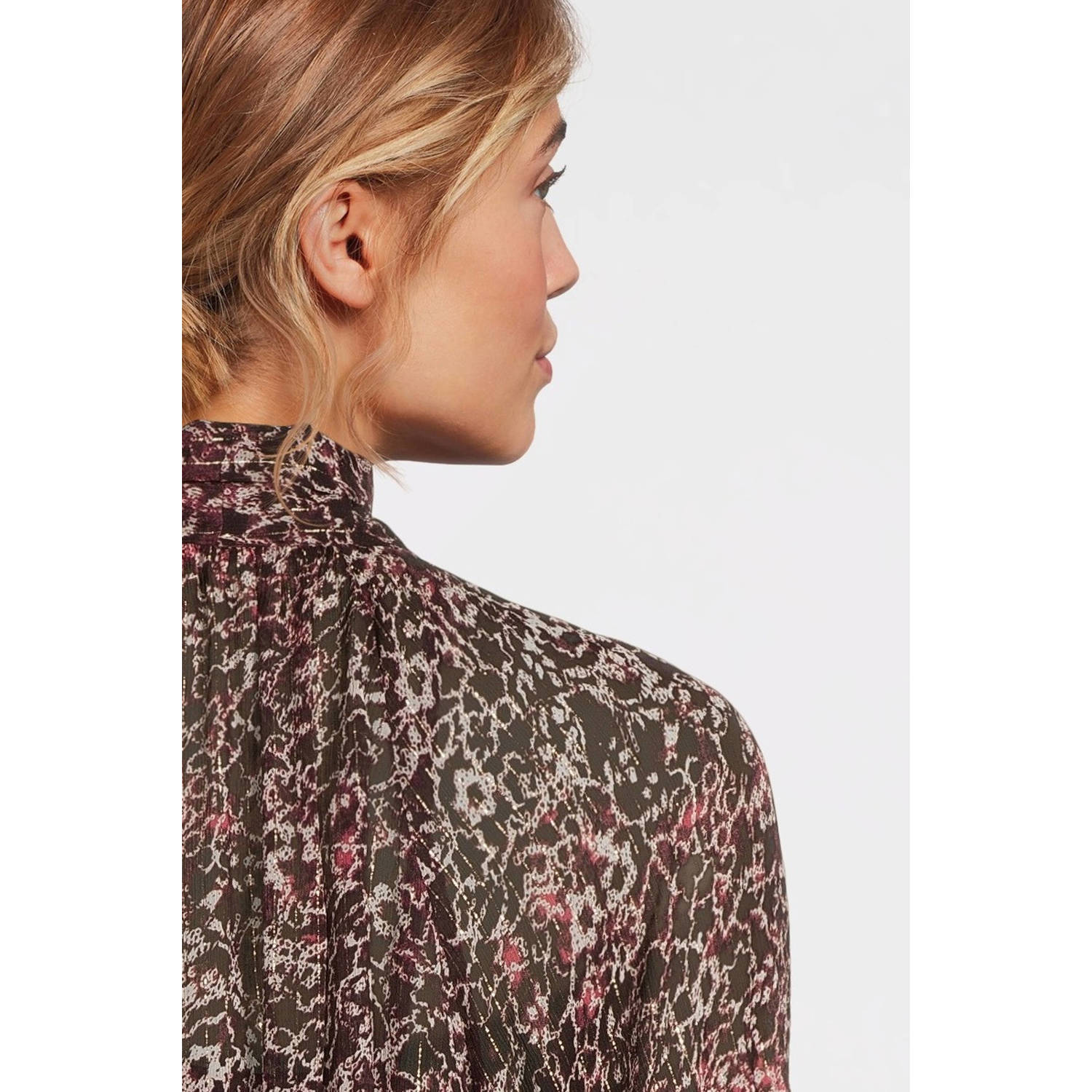Scotch & Soda gebloemde blousetop oudroze rood bruin