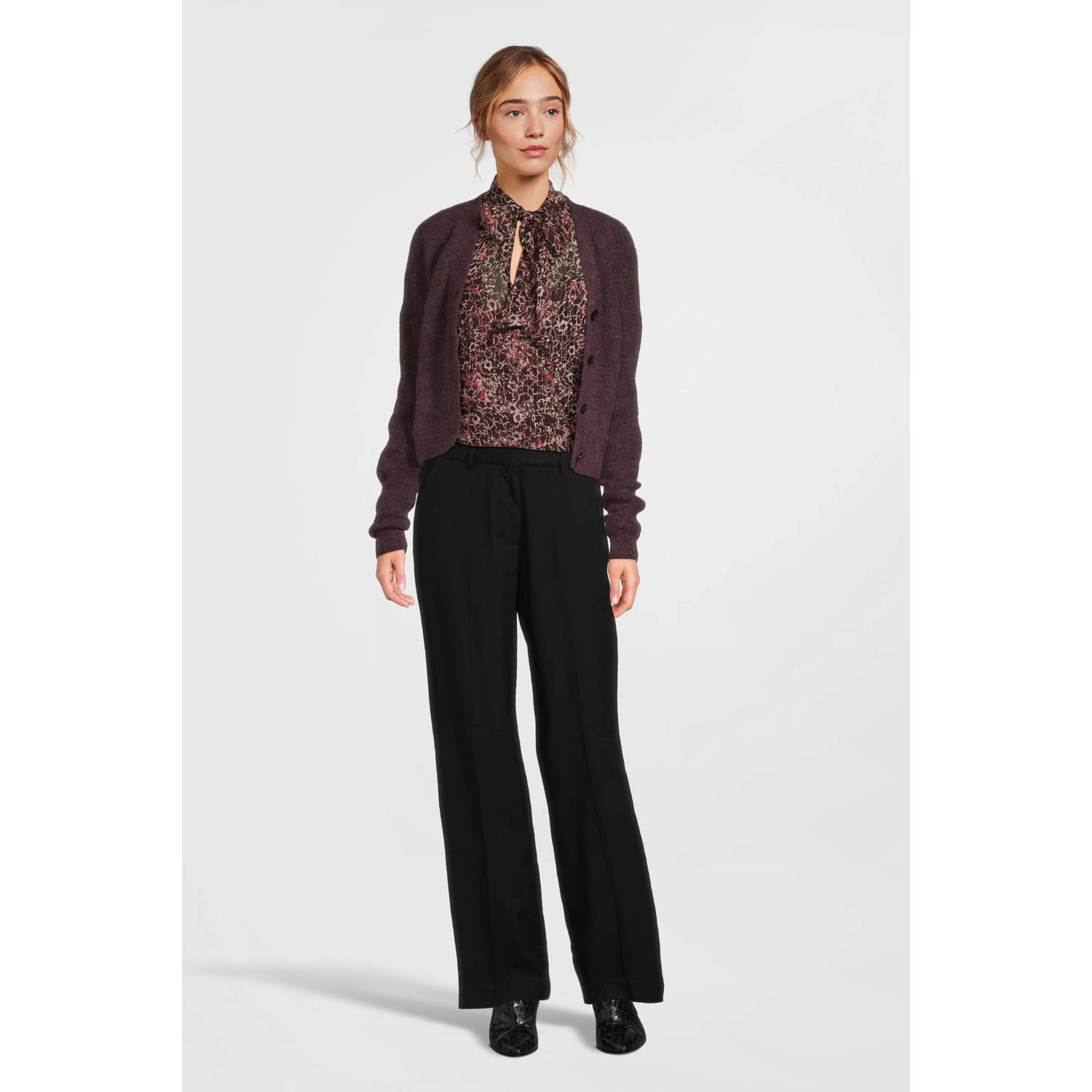 Scotch & Soda gebloemde blousetop oudroze rood bruin