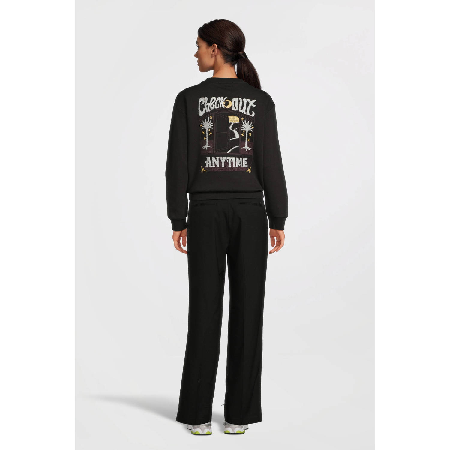 Scotch & Soda wide leg pantalon zwart