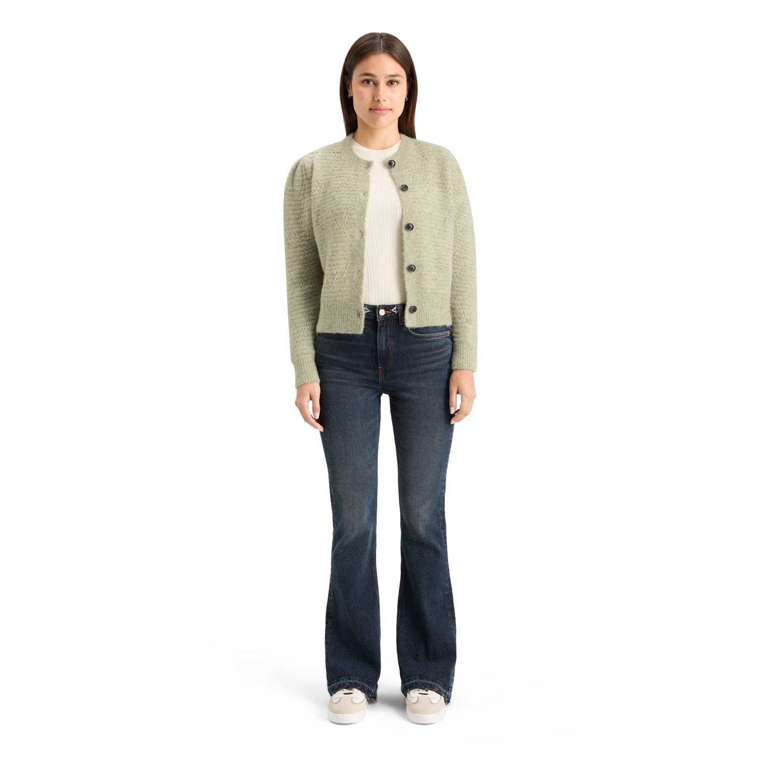 Scotch & Soda vest met ingebreid patroon lichtgroen
