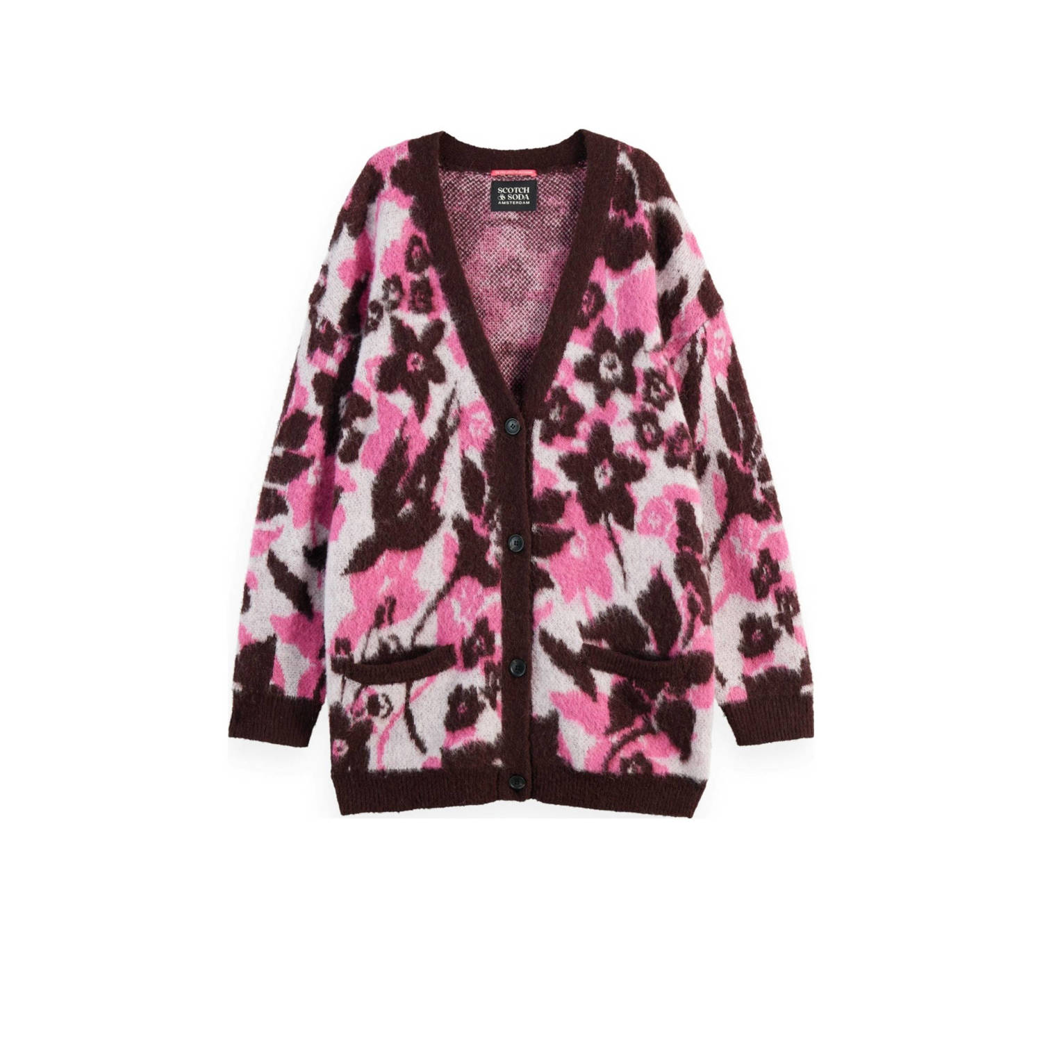 Scotch & Soda gebloemde trui roze lichtroze roodbruin