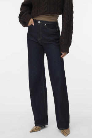 high waist wide leg jeans VMTESSA dark blue denim