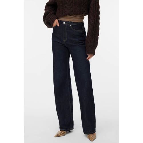 VERO MODA high waist wide leg jeans VMTESSA dark blue denim afbeelding
