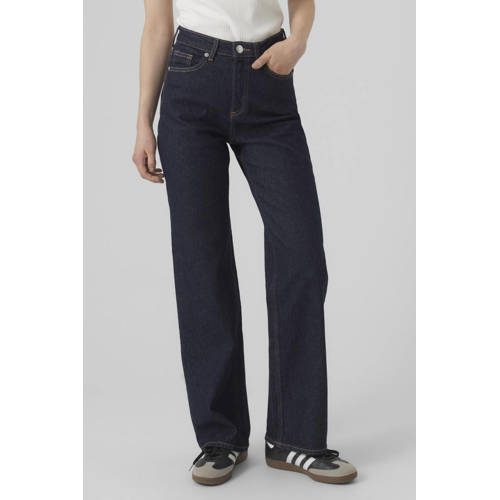 VERO MODA high waist wide leg jeans VMTESSA dark blue denim afbeelding