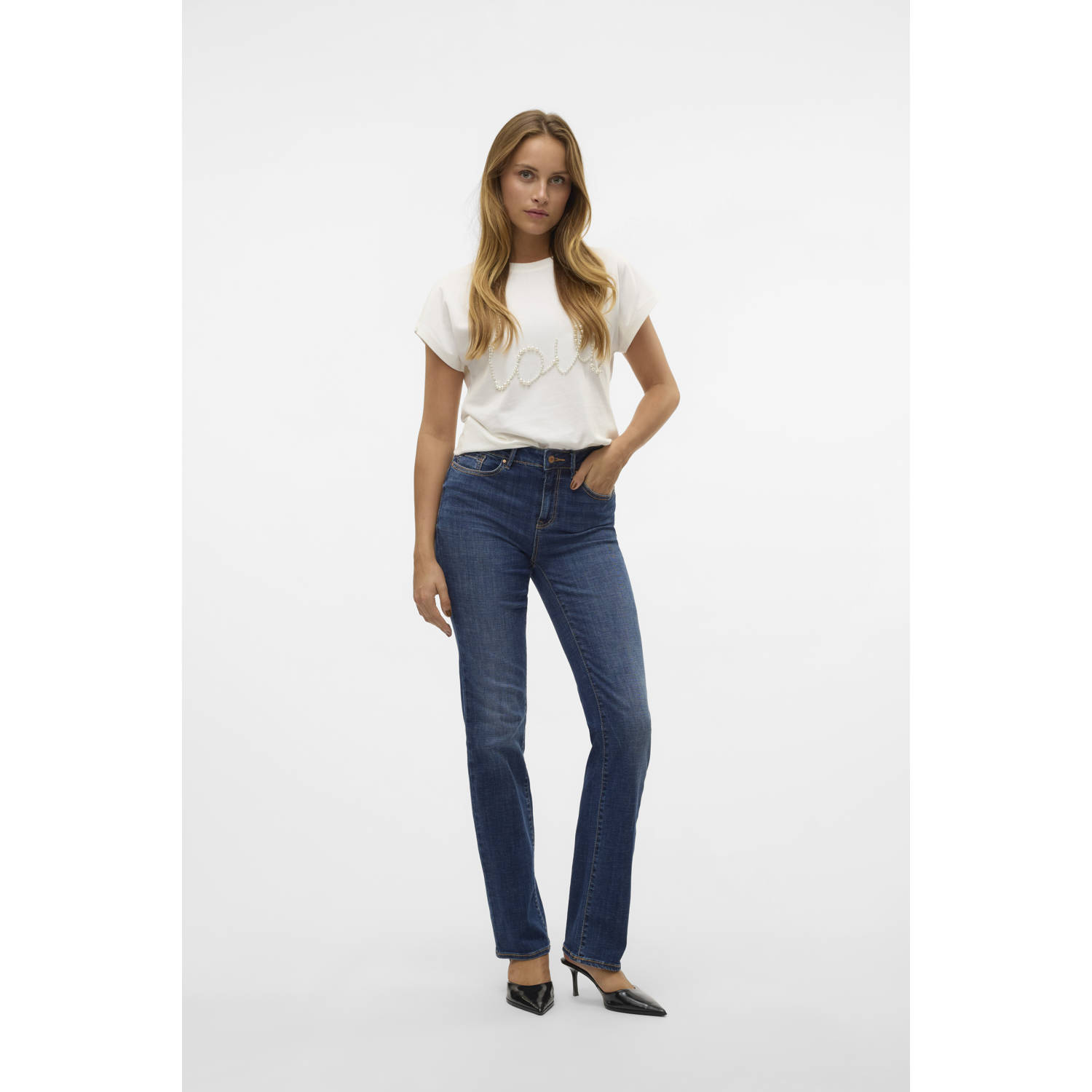 VERO MODA straight jeans VMFLASH dark blue denim