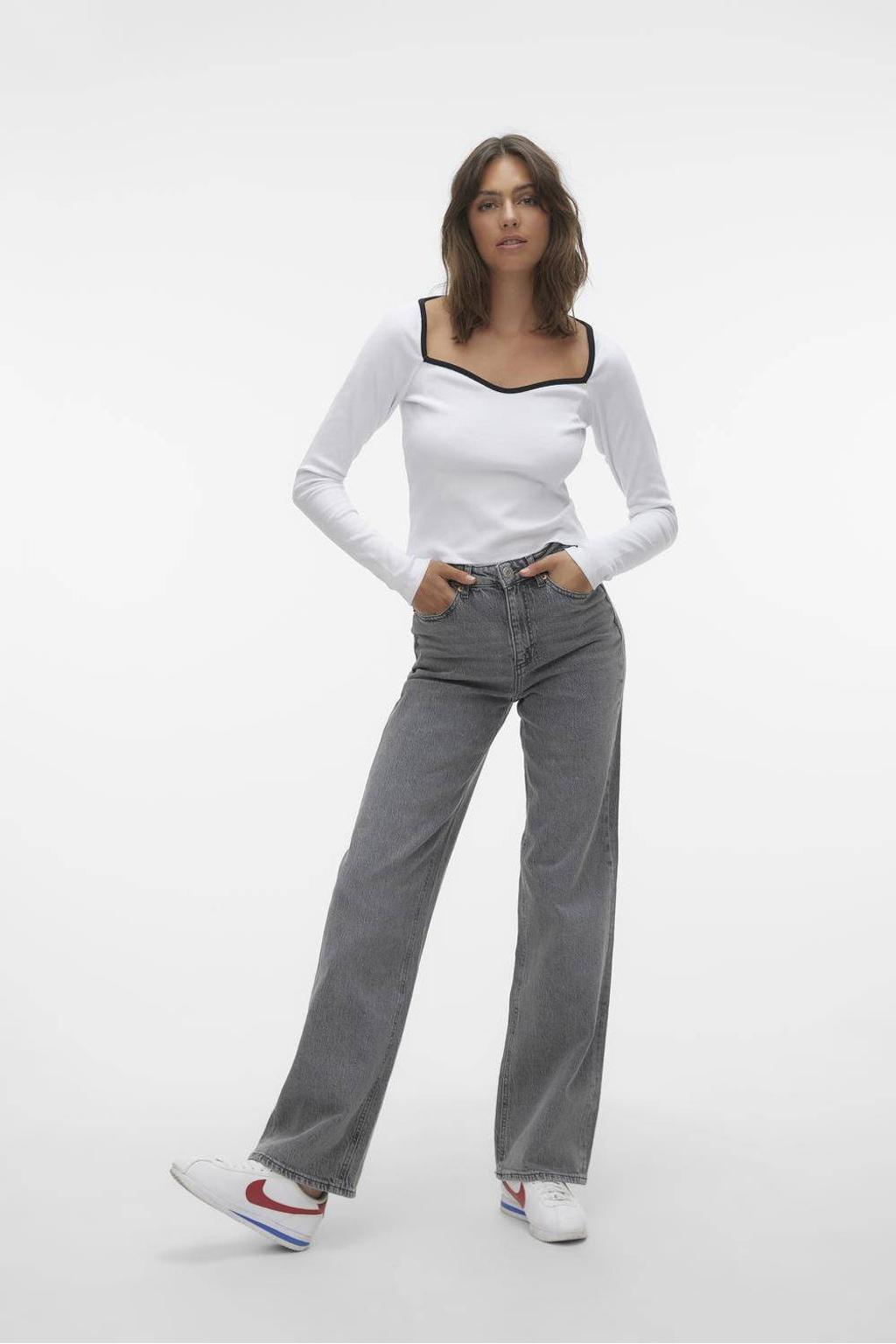 VERO MODA high waist wide leg jeans VMTESSA grey denim