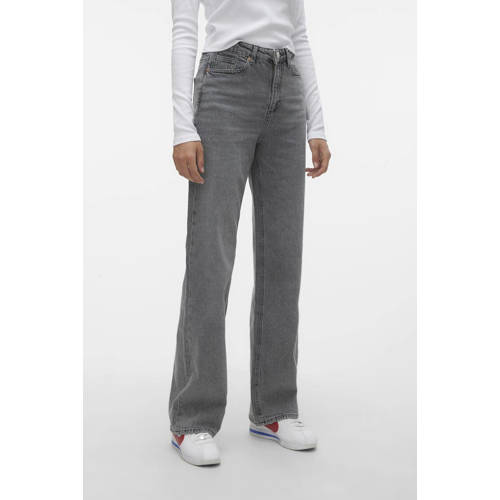 VERO MODA high waist wide leg jeans VMTESSA grey denim afbeelding