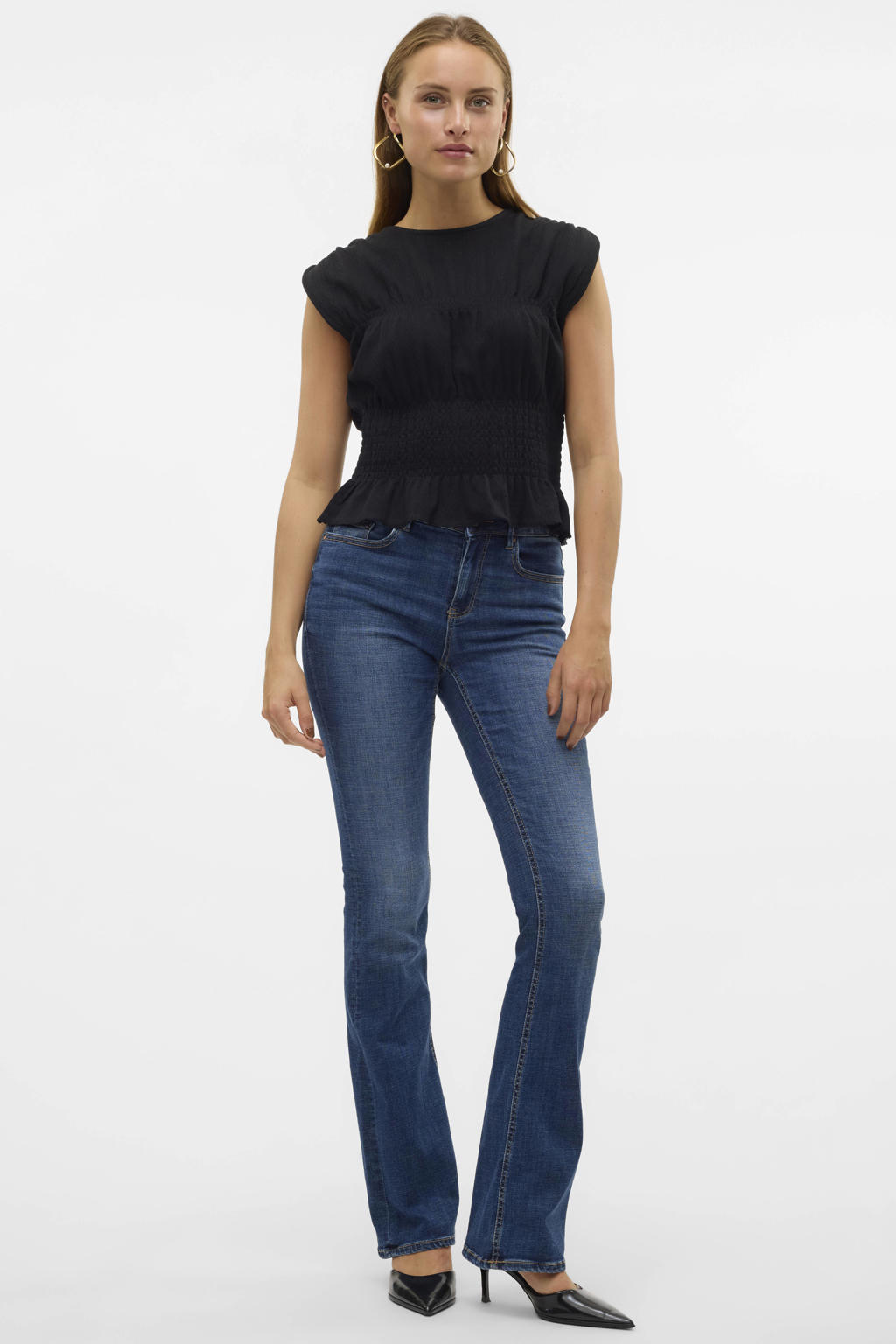 VERO MODA flared jeans VMFLASH dark blue denim