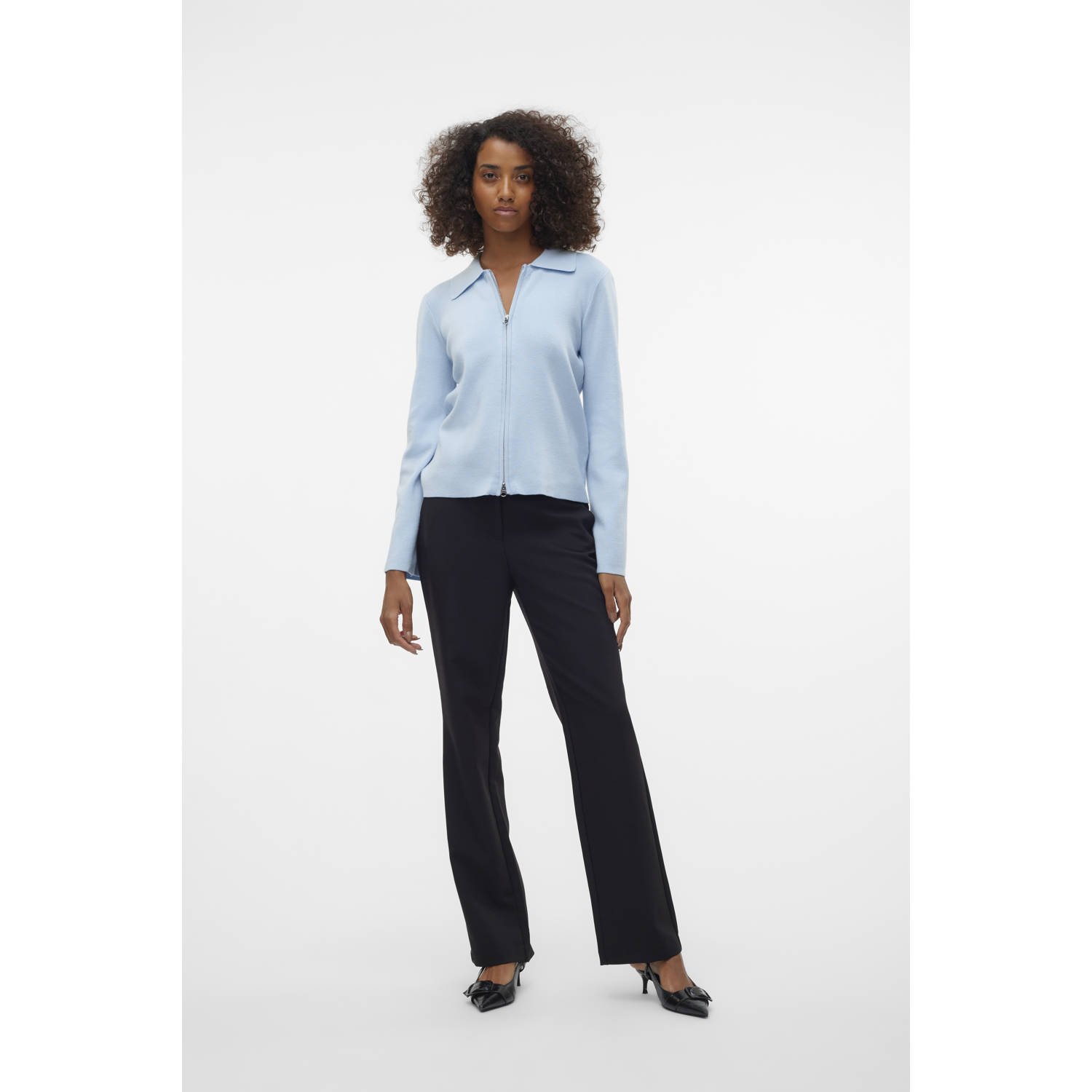 VERO MODA straight fit broek VMCLAIR zwart