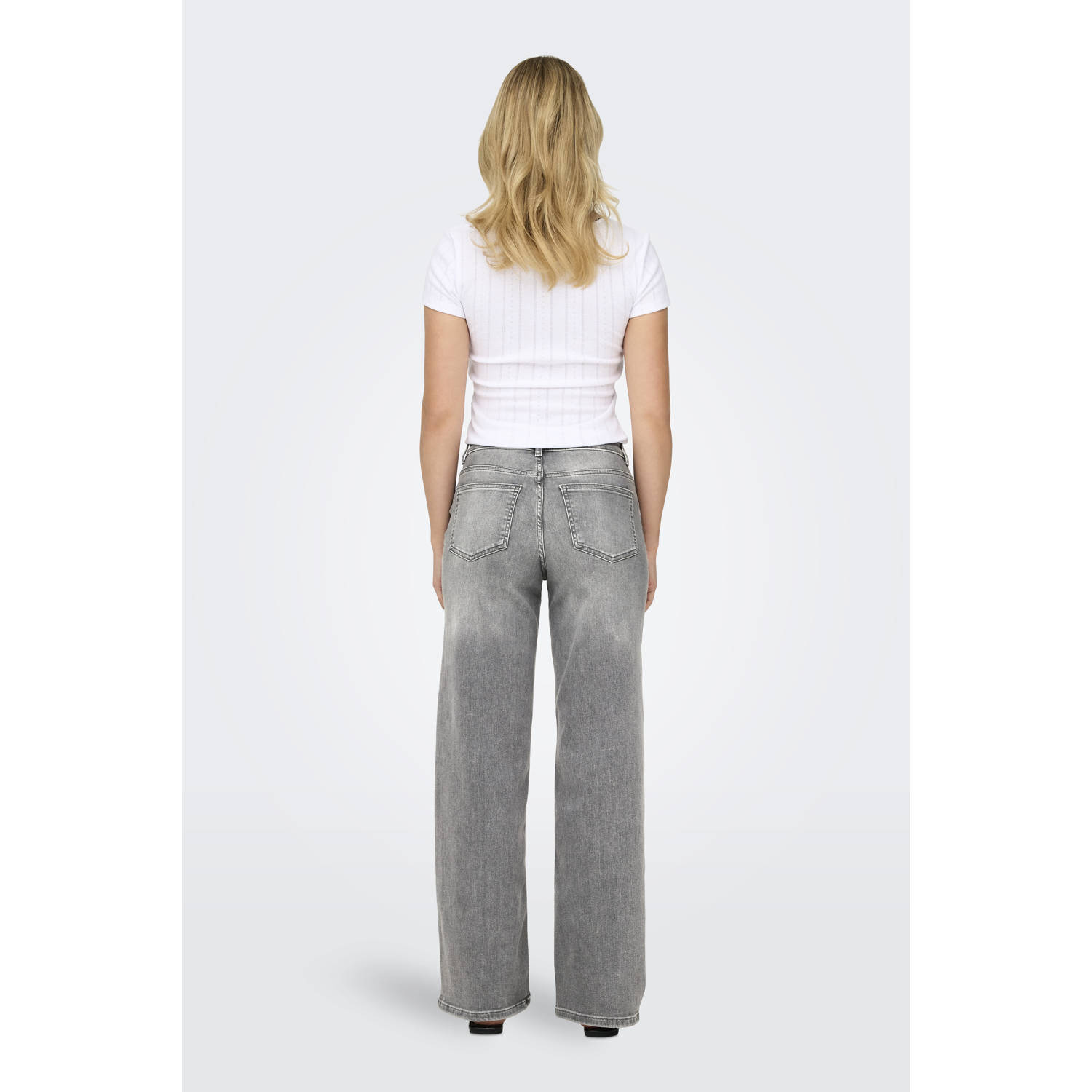 ONLY high waist wide leg jeans ONLMADISON grey denim