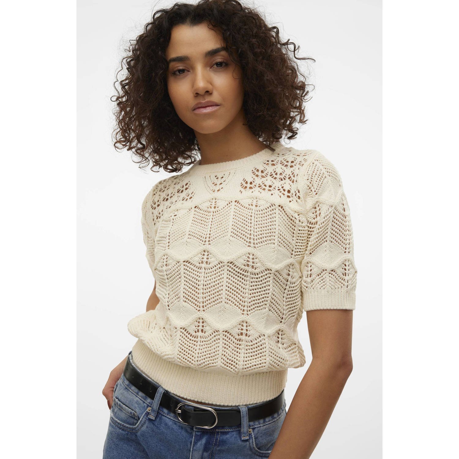 VERO MODA gebreide trui ecru
