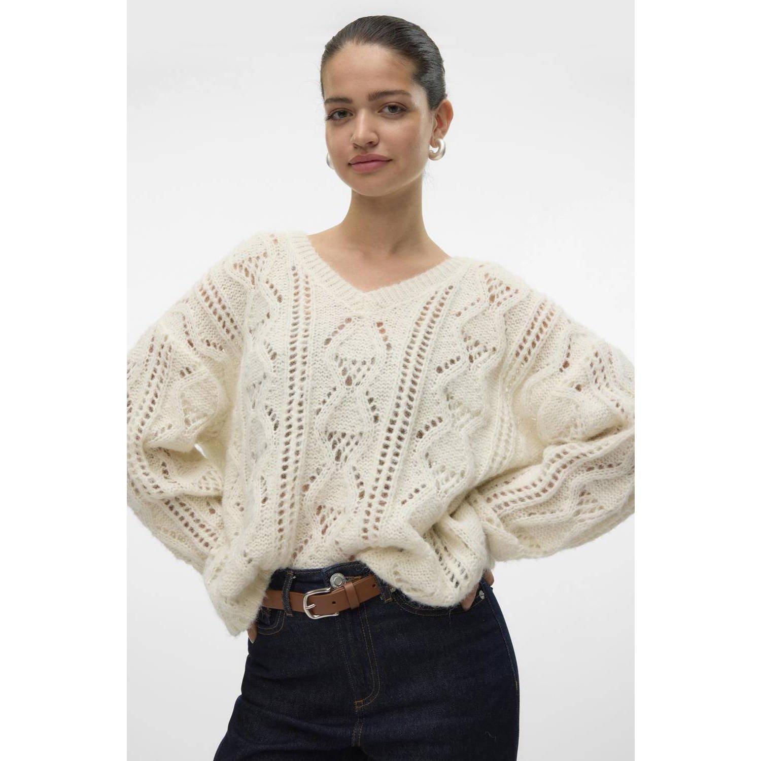 VERO MODA gebreide trui ecru