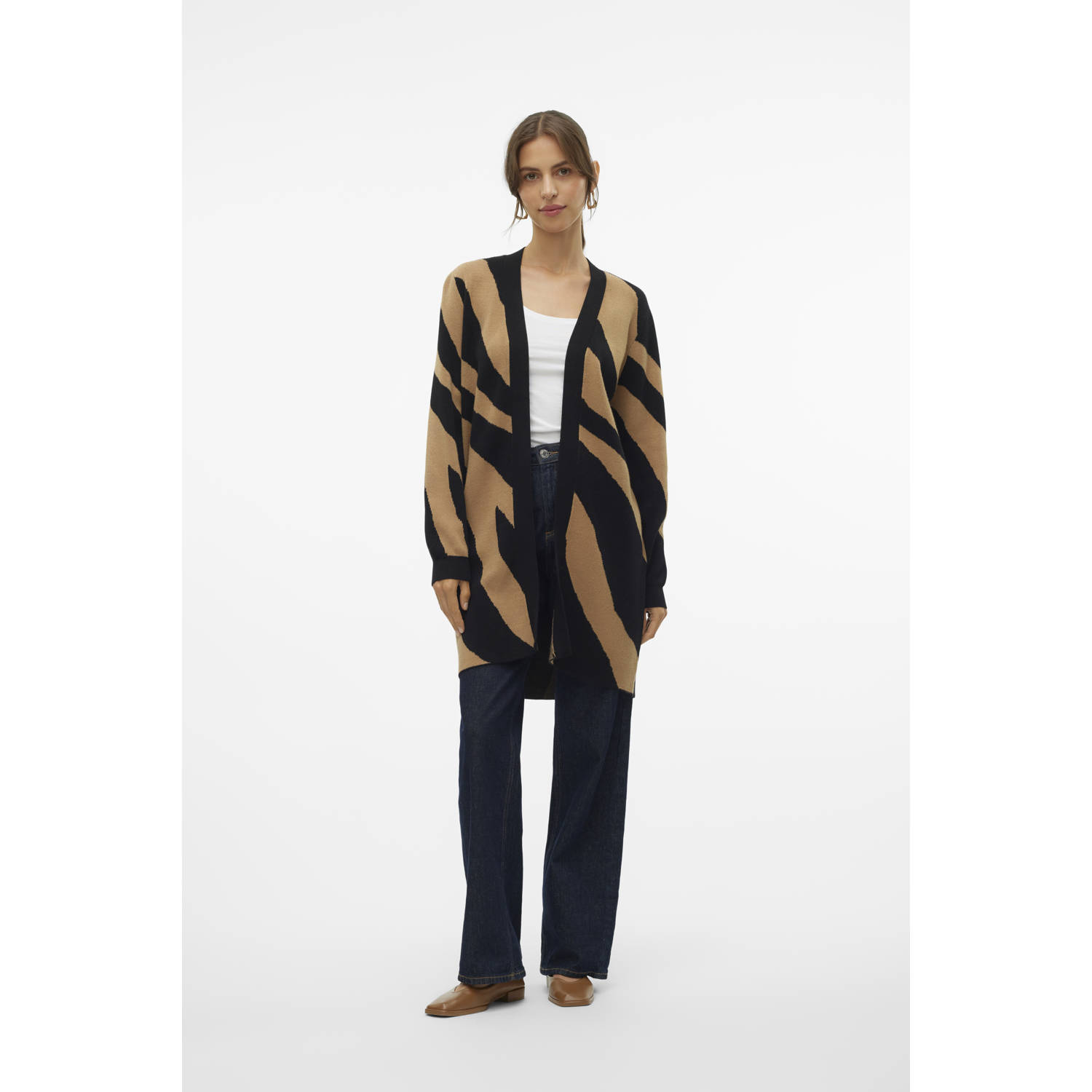 VERO MODA vest VMNANCY met dierenprint donkerbruin zwart