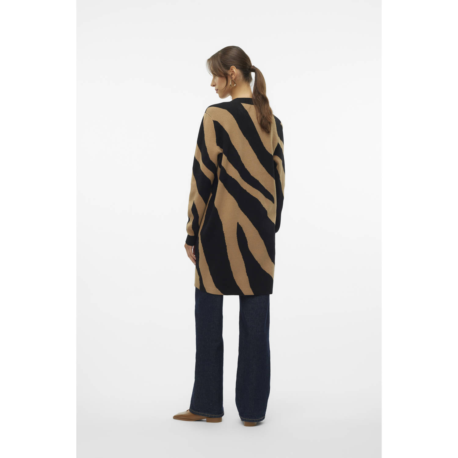 VERO MODA vest VMNANCY met dierenprint donkerbruin zwart