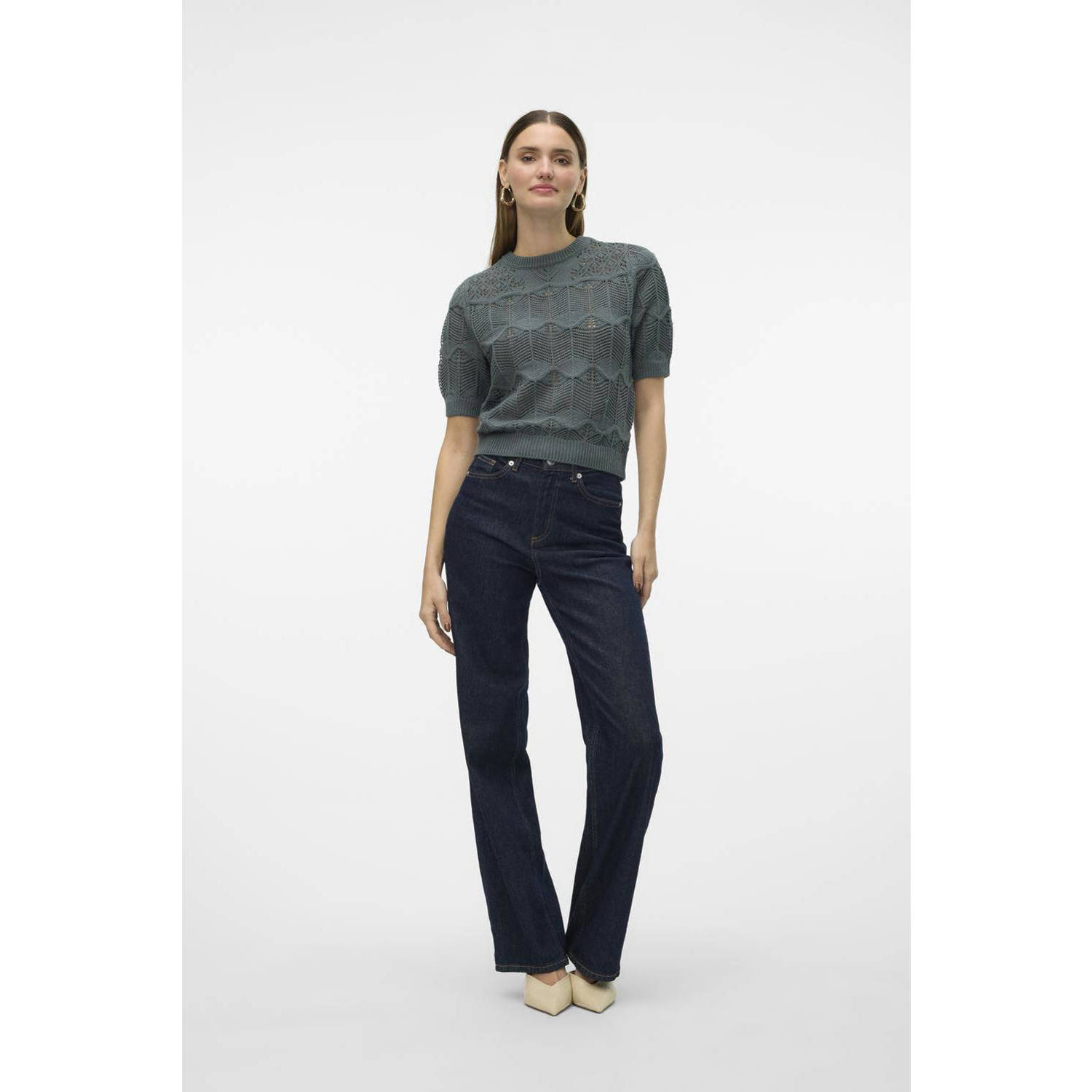 VERO MODA gebreide trui grijsgroen
