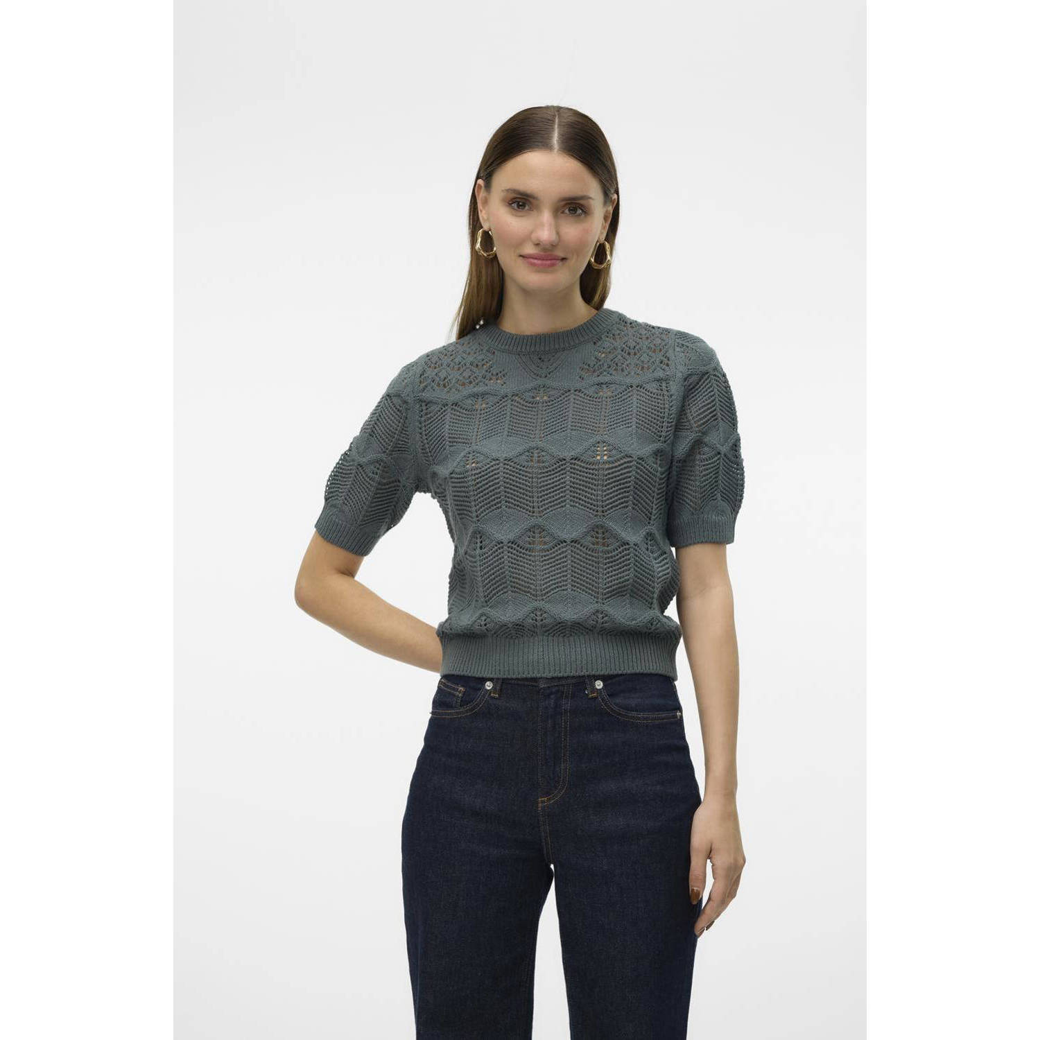 VERO MODA gebreide trui grijsgroen