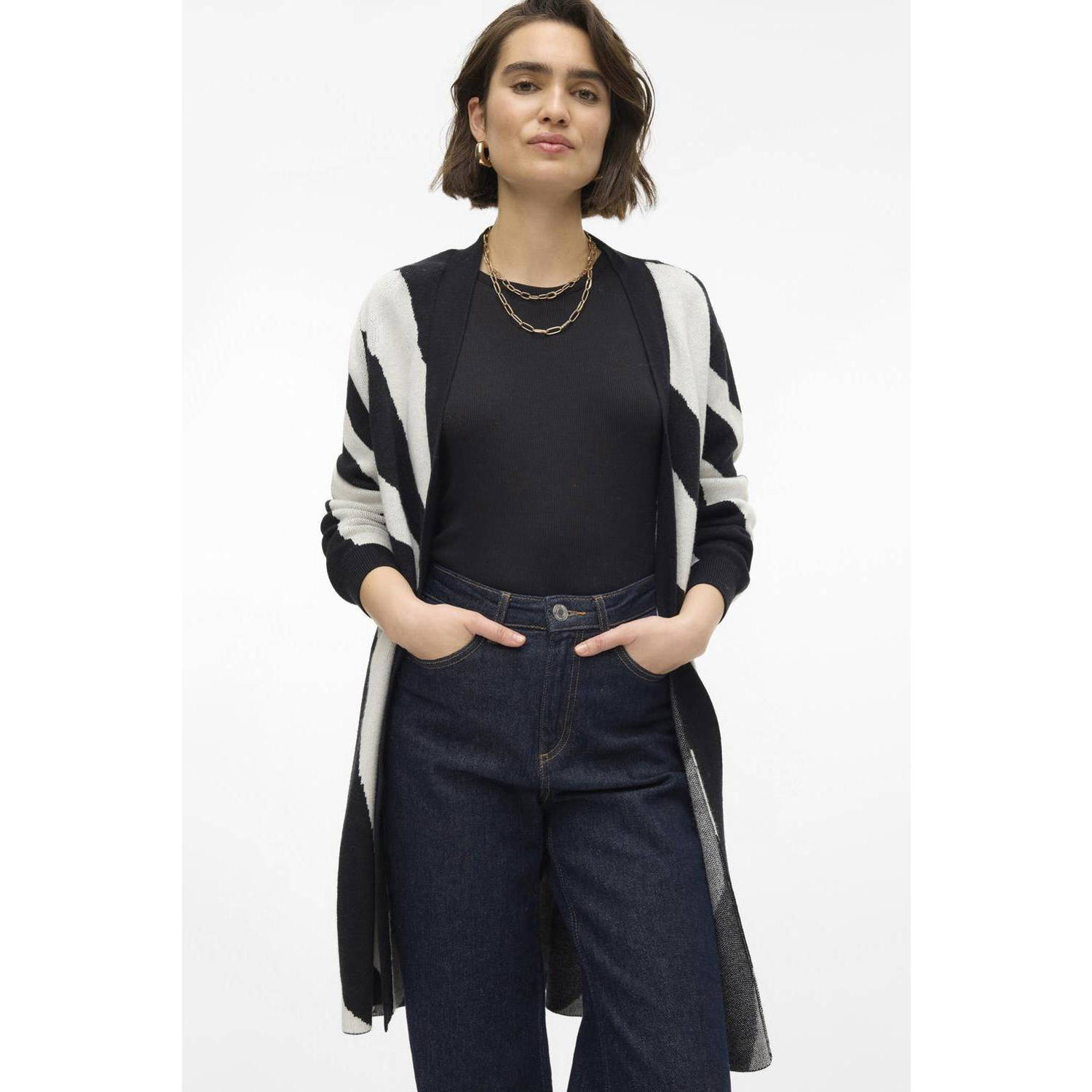 Vero Moda Loose fit cardigan met two-tone-motief model 'NANCY'
