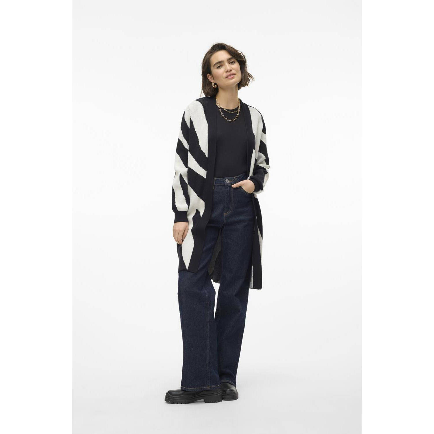 VERO MODA vest VMNANCY met dierenprint zwart grijs